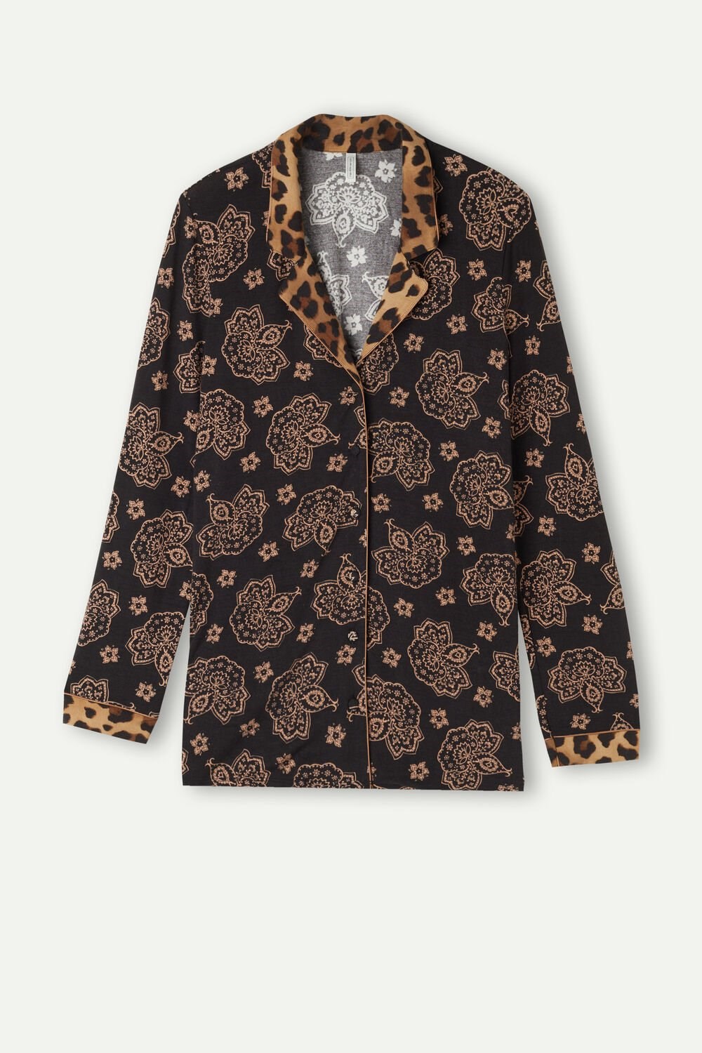 Print - 146j - Black Paisley / Animal Print Intimissimi Lady Animalier Modal Shirt | LWIEB3096