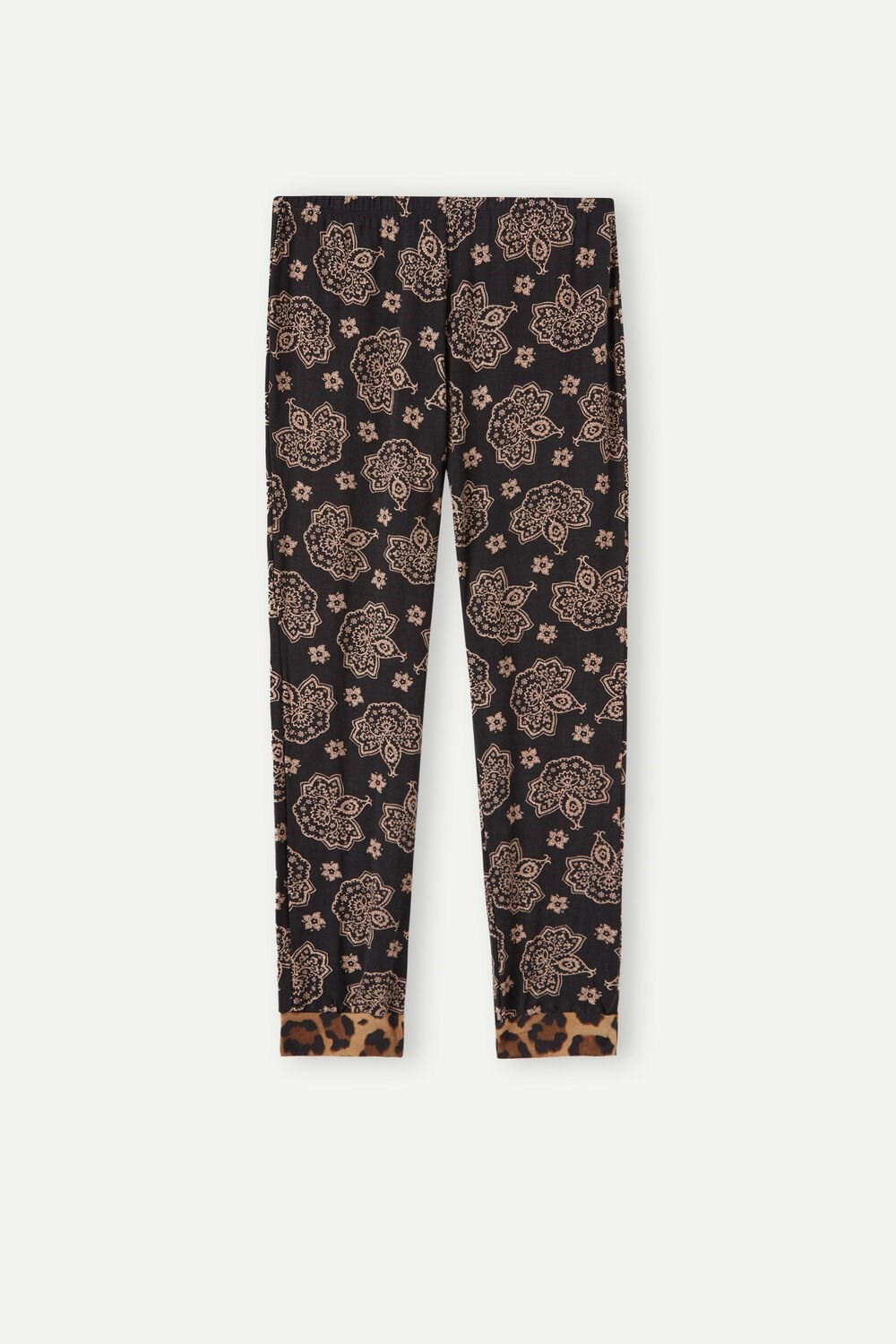 Print - 146j - Black Paisley / Animal Print Intimissimi Lady Animalier Modal Cuffed Pants | OXJIA0926