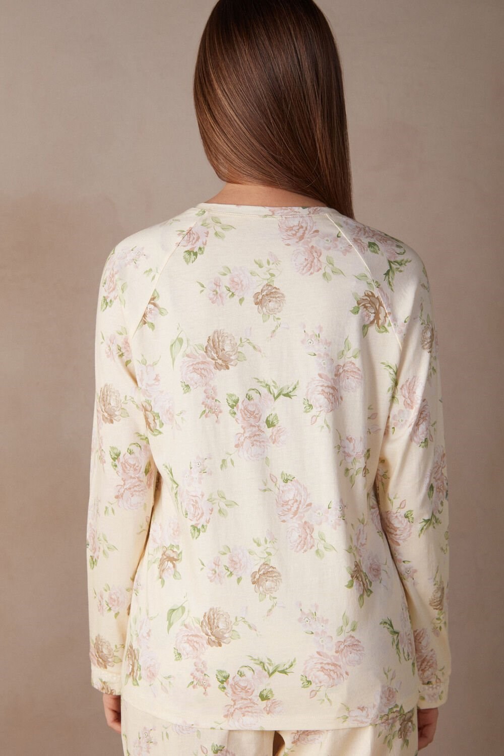 Print - 205j - Scent Of Roses Print Intimissimi Scent of Roses Long Sleeve Cotton T-shirt | QTUSI2175