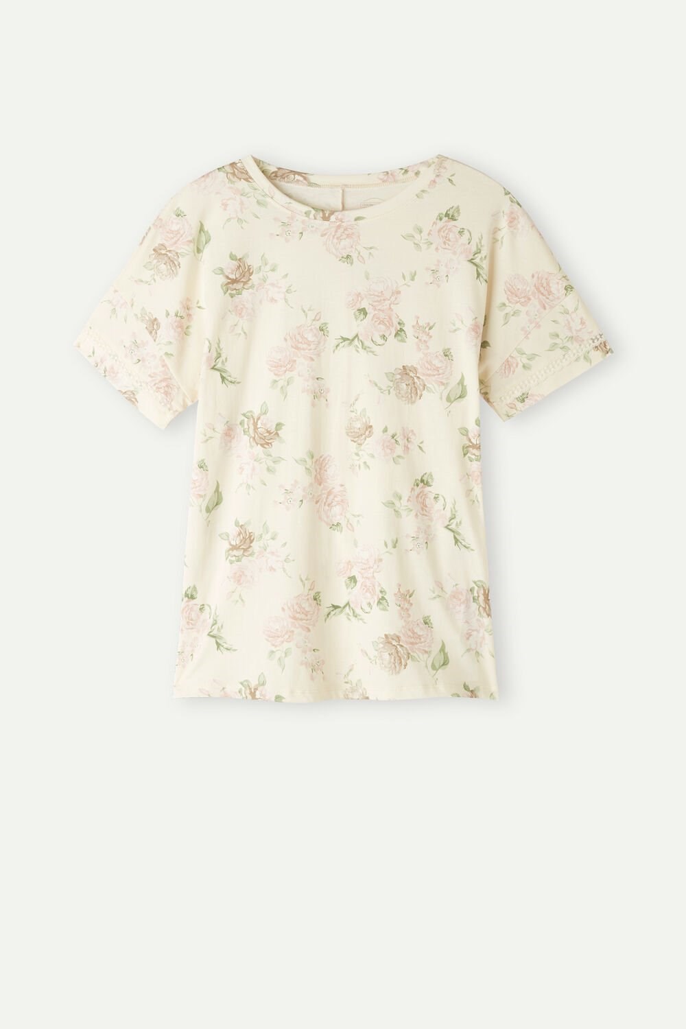 Print - 205j - Scent Of Roses Print Intimissimi Scent of Roses Short Sleeve Cotton T-shirt | RUALV1063