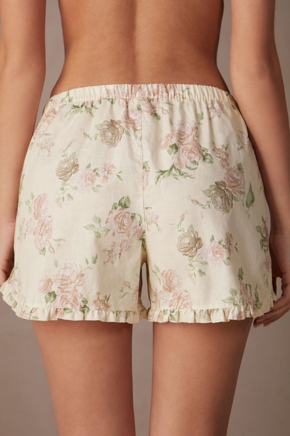 Print - 205j - Scent Of Roses Print Intimissimi Scent of Roses Cotton Cloth Shorts | XOATY1356