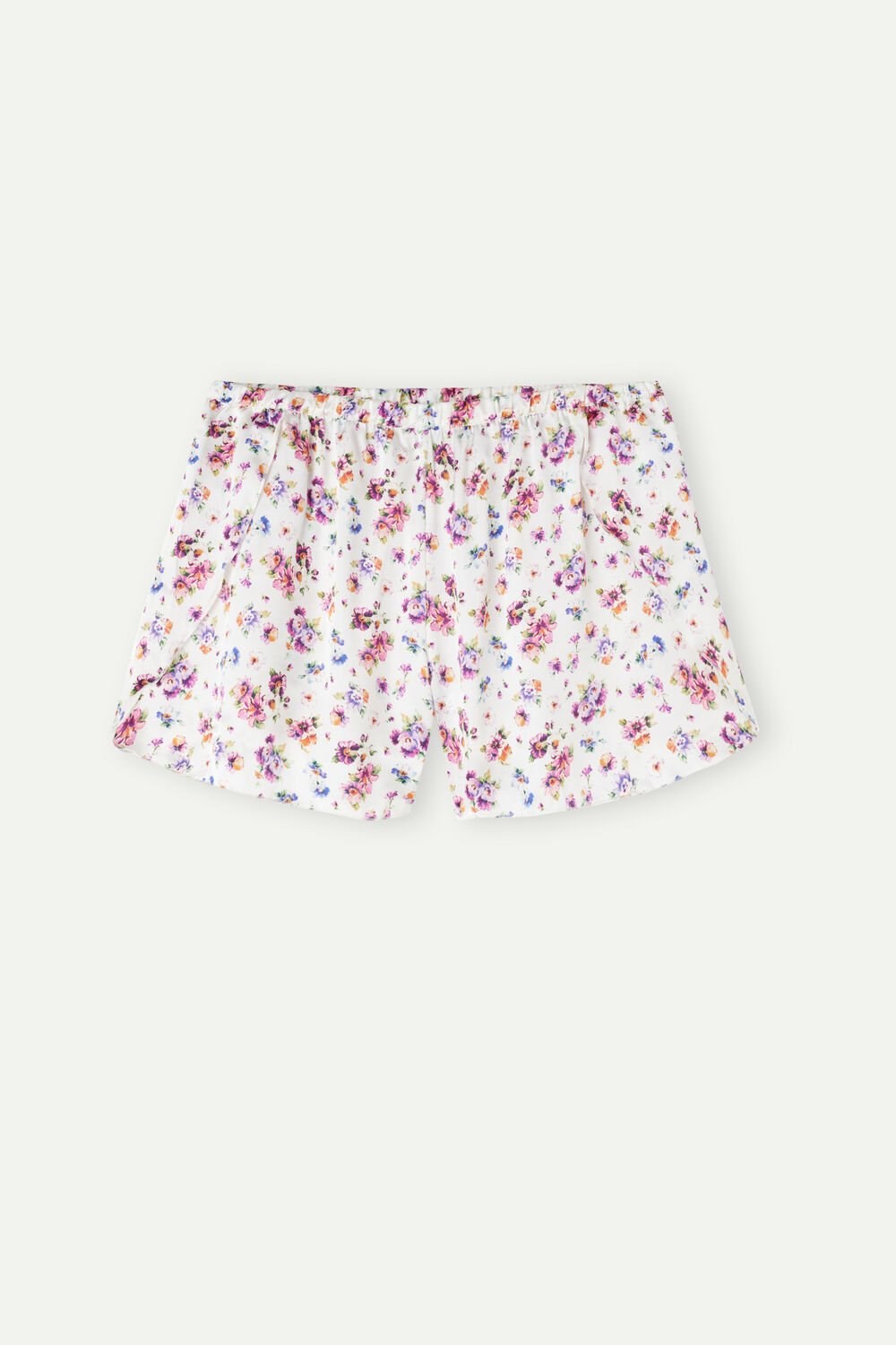 Print - 208j - White Spring Bouquet Print Intimissimi Dreaming of Spring Satin Shorts | BFTSX4513