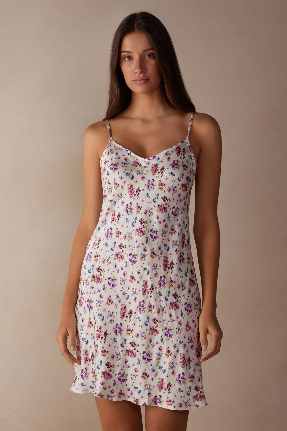 Print - 208j - White Spring Bouquet Print Intimissimi Dreaming of Spring Satin Slip | RFIWQ1842