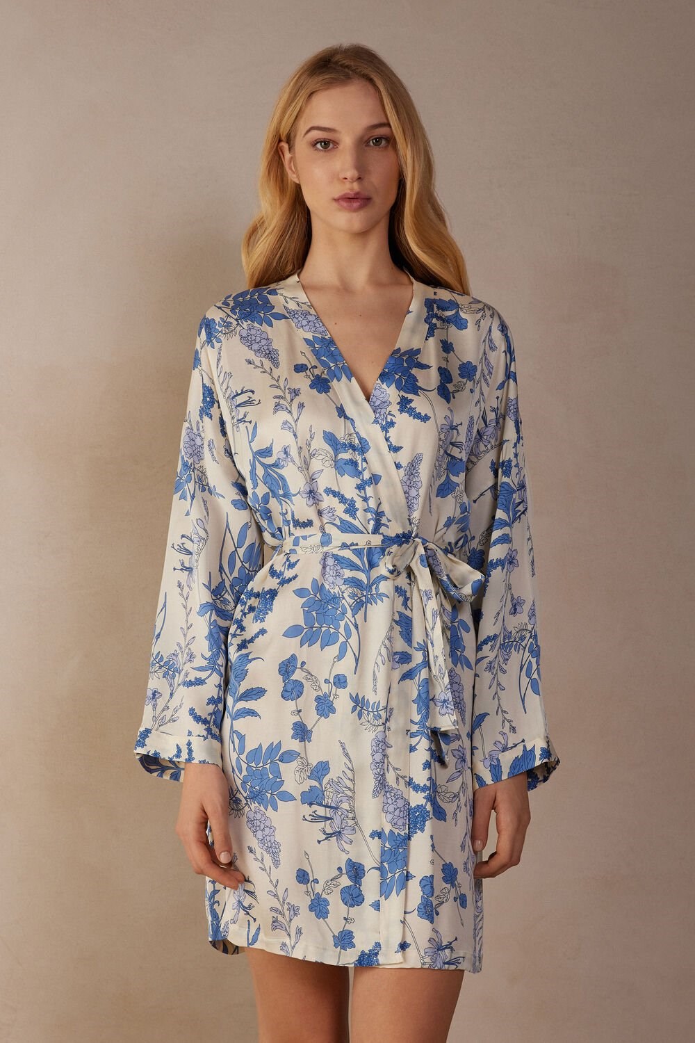 Print - 222j - Feeling Beautiful Print Intimissimi Feeling Beautiful Satin Kimono | LSJUD4135