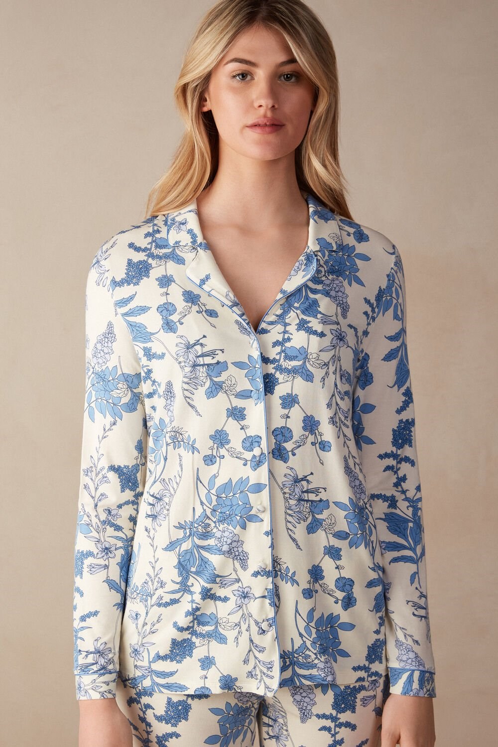 Print - 222j - Feeling Beautiful Print Intimissimi Feeling Beautiful Button Up Shirt in Modal | MGDZS9504