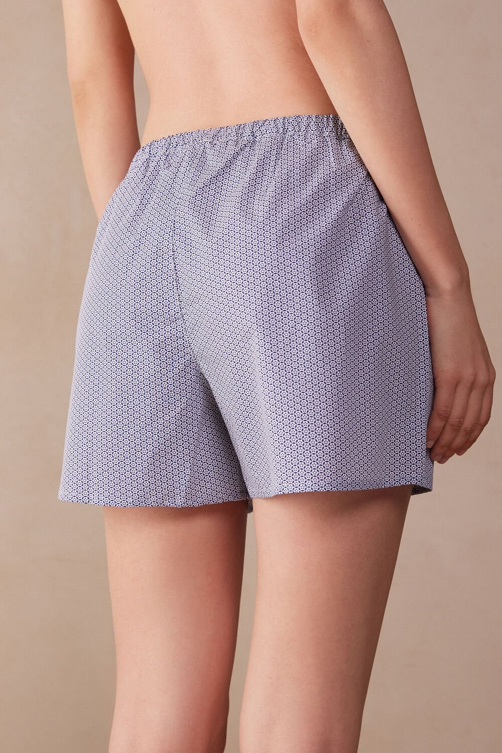 Print - 246j - Blue Santorini Print Intimissimi Santorini View Cotton Cloth Shorts | DOGUI7238