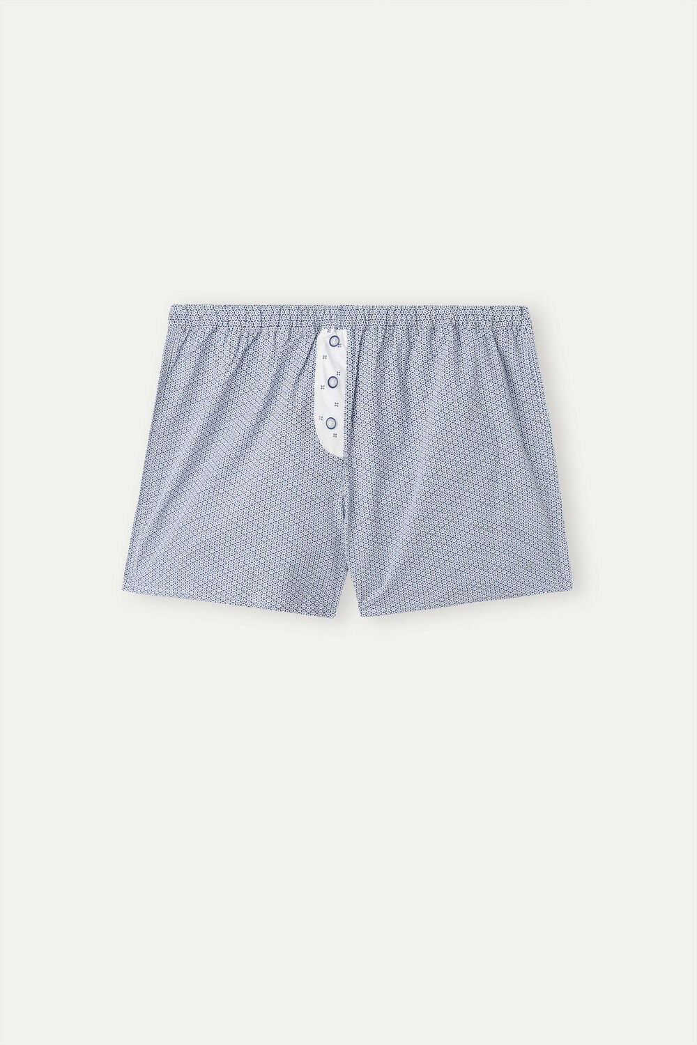 Print - 246j - Blue Santorini Print Intimissimi Santorini View Cotton Cloth Shorts | DOGUI7238