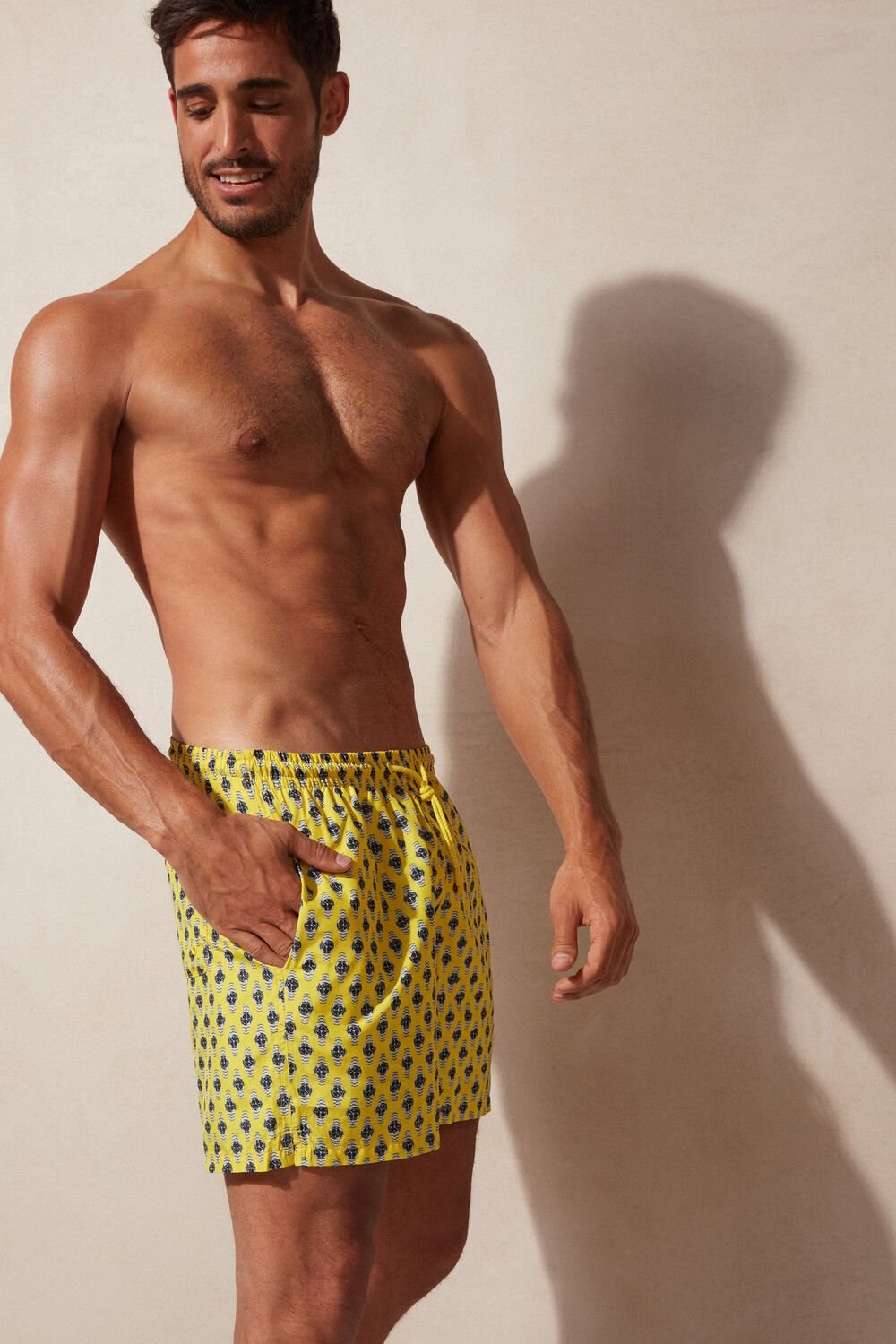 Print - 267j - Yellow Watch Microprint Intimissimi Micro Watch Print Swim Trunks | ONZXV6287