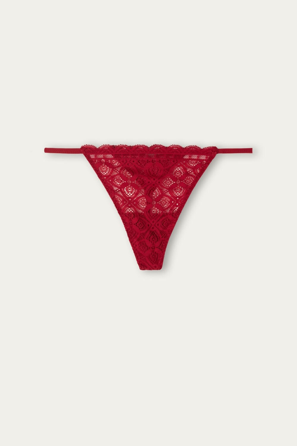 Red - 1473 - Red Intimissimi Lace String Thong | FXAMY0726