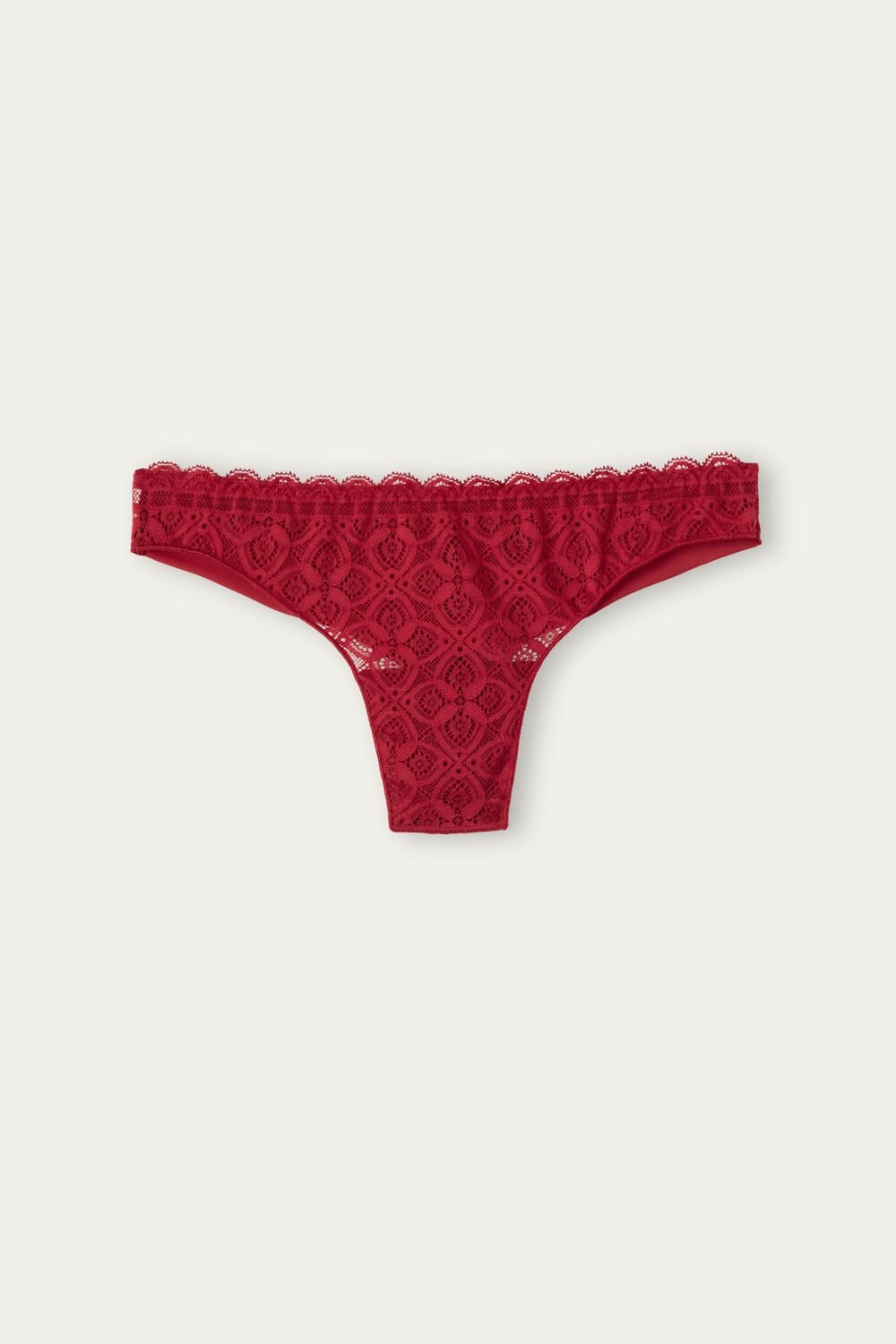 Red - 1473 - Red Intimissimi Lace and Microfiber Brazilian | OGXQN2093