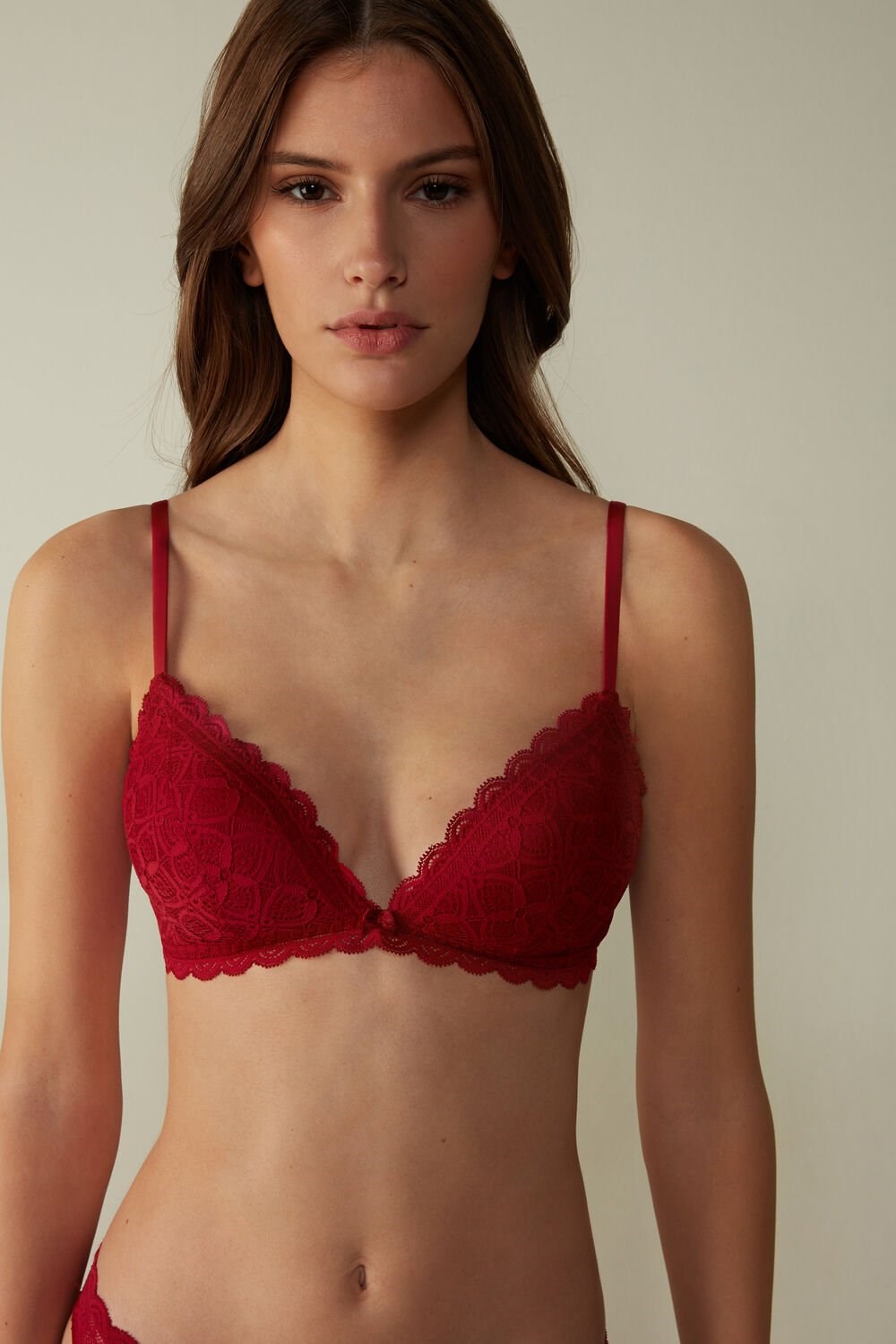 Red - 1473 - Red Intimissimi Tiziana Triangle Bra in Lace | JSRCQ6429