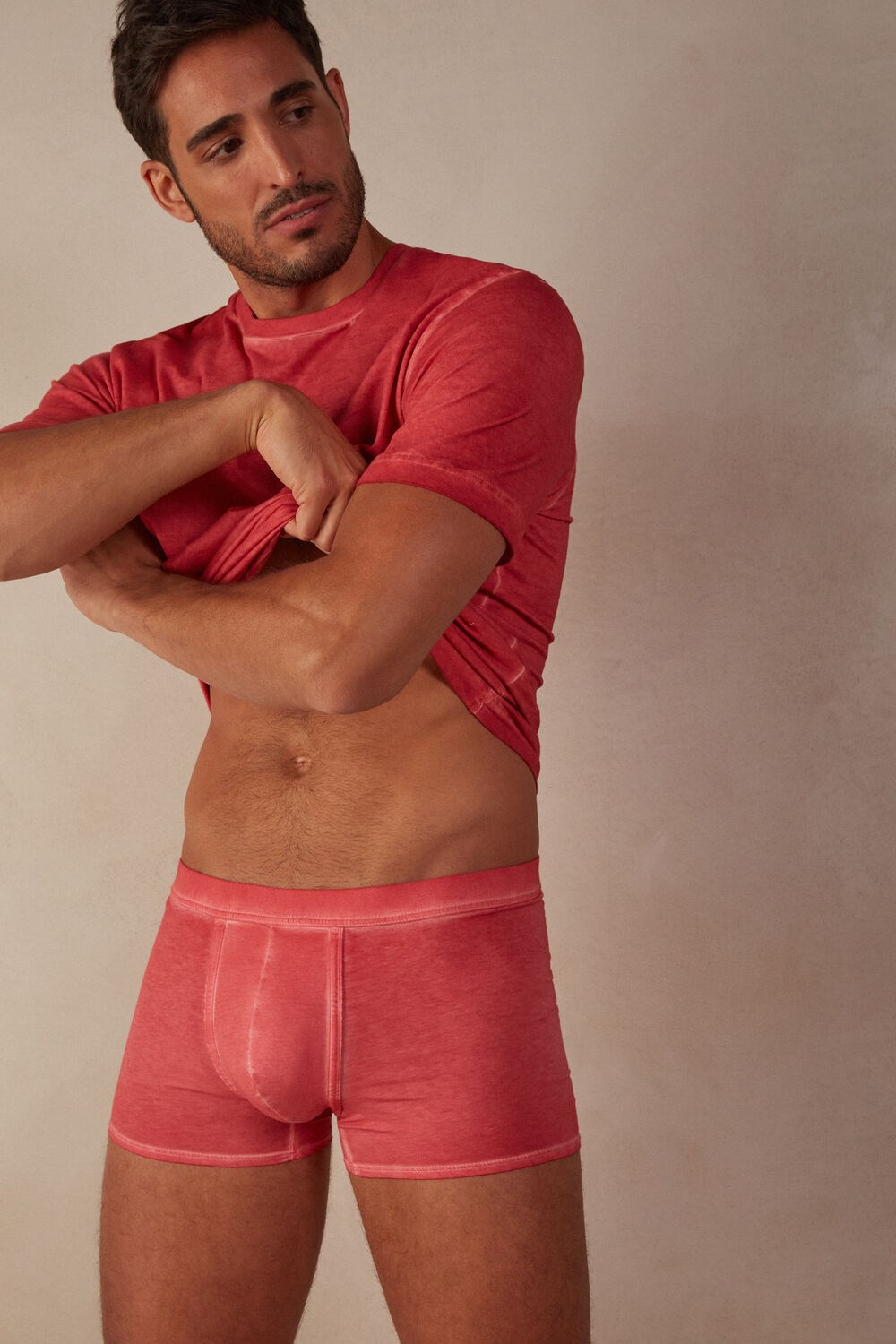 Red - 318j - Oil Red Intimissimi Natural Fresh Supima® Cotton Boxers | YXVQF2056