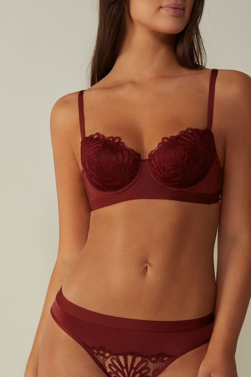 Red - 741i - Dark Red Intimissimi Romantic Life Sofia Balconette Bra | BDTSO8731