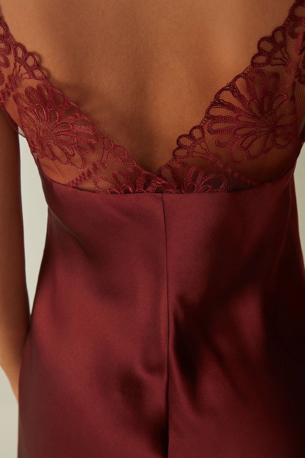 Red - 741i - Dark Red Intimissimi Romantic Life Silk Chemise | HJBYK7362