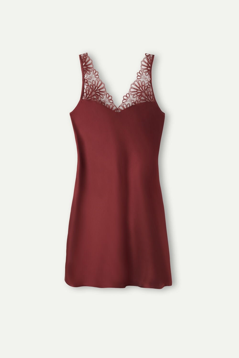 Red - 741i - Dark Red Intimissimi Romantic Life Silk Chemise | HJBYK7362