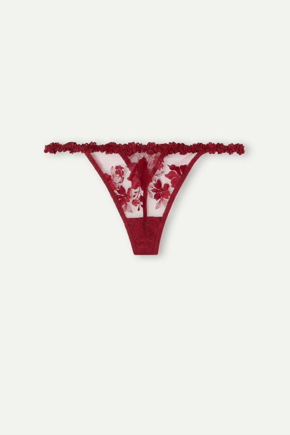 Red - 993i - Ribbon Red Intimissimi In Full Bloom String Thong | NIEYP0261