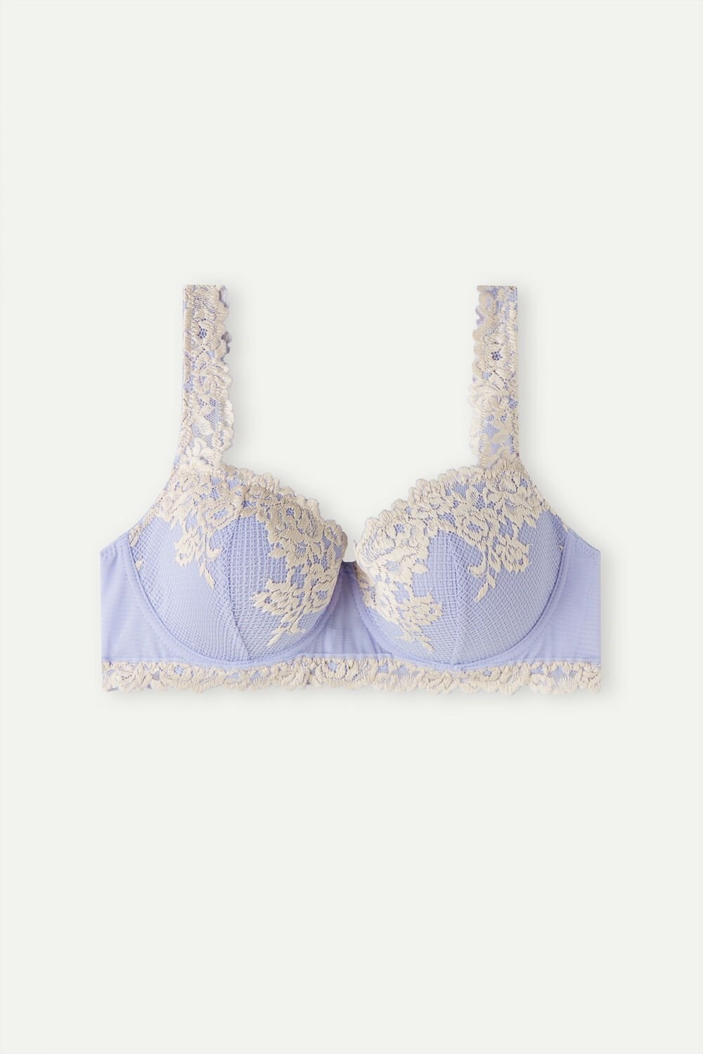 Violet - 214j - Sweet Lavender / Ivory Intimissimi Pretty Flowers Sofia Balconette Bra | YZQGO9246