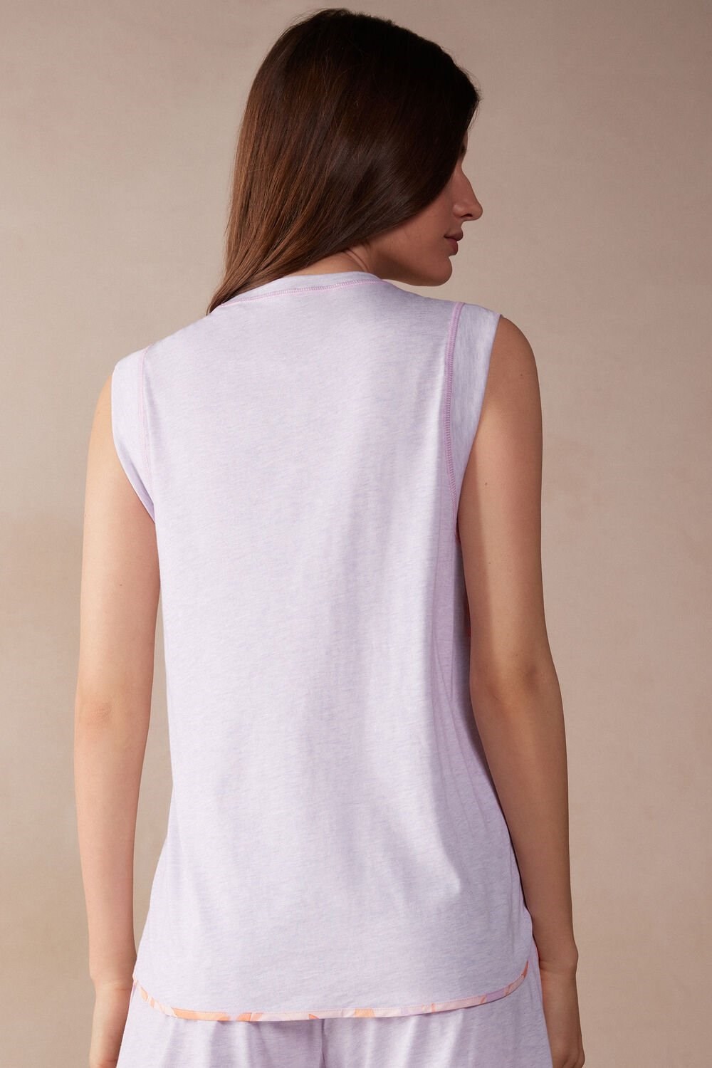 Violet - 3059 - Bianco Intimissimi Iris and Apricot Ultrafresh Supima® Cotton Tank Top | IDSOL5628