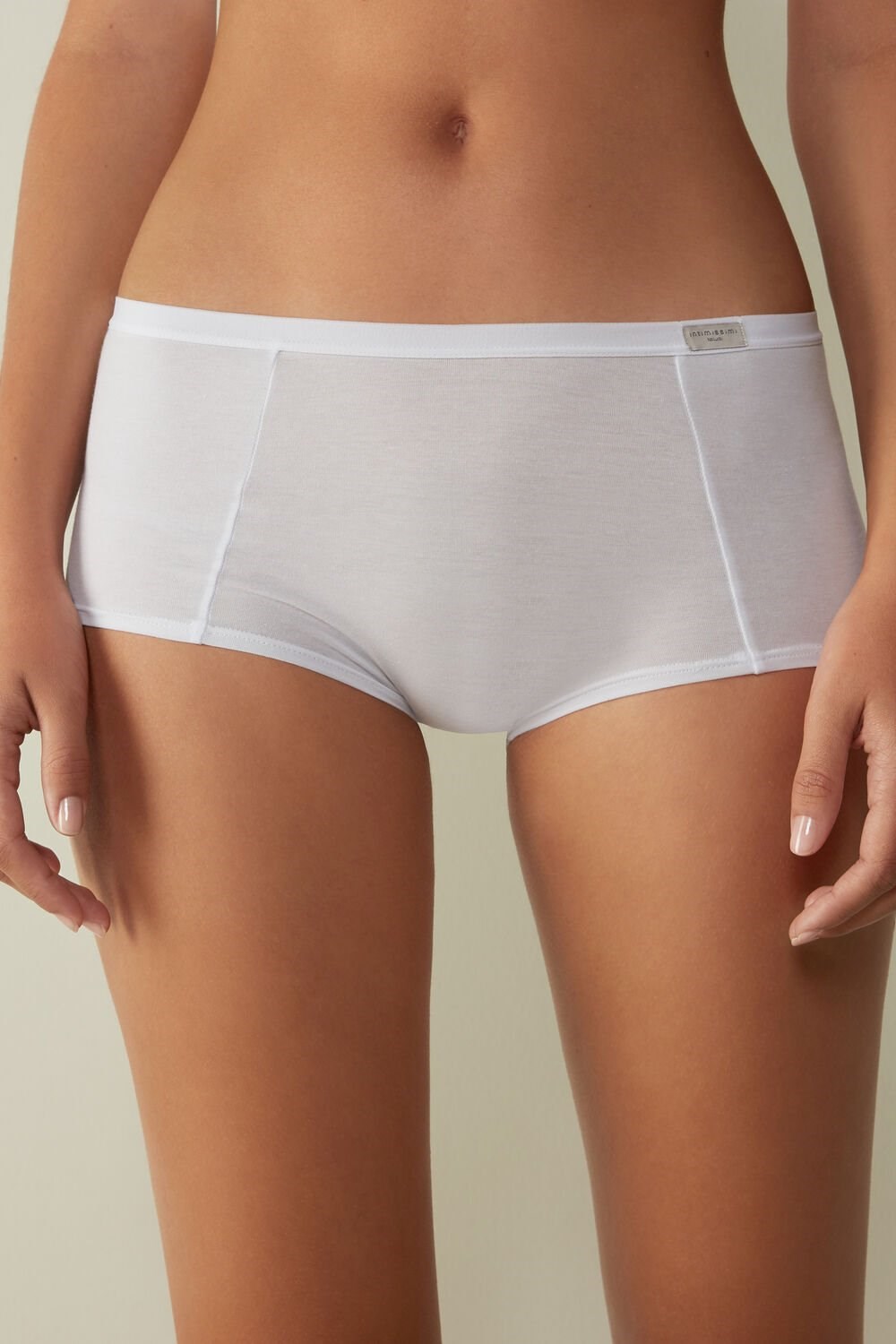 White - 001 - White Intimissimi Cotton Boyshorts | LATFZ1683