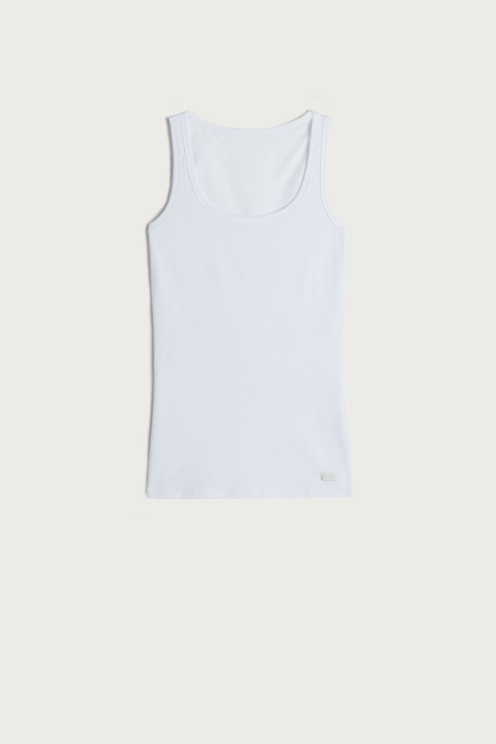 White - 001 - White Intimissimi Cotton Tank Top | IPUJC7854