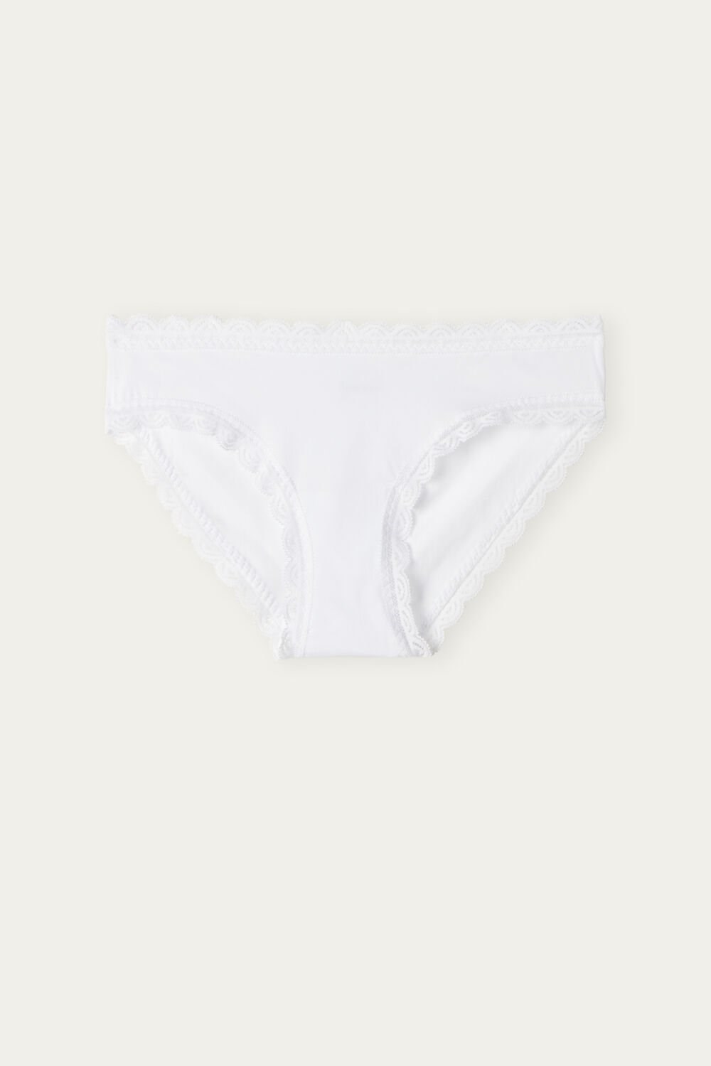 White - 001 - White Intimissimi Cotton and Lace Panties | VYHEX4705