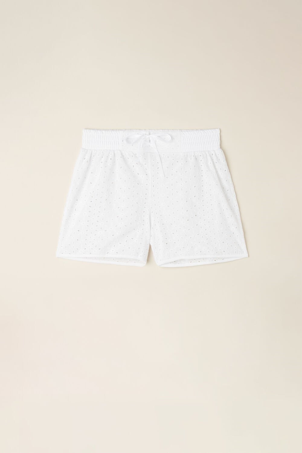 White - 001 - White Intimissimi Hello Sunshine Sangallo Lace Shorts | OGZCB3417