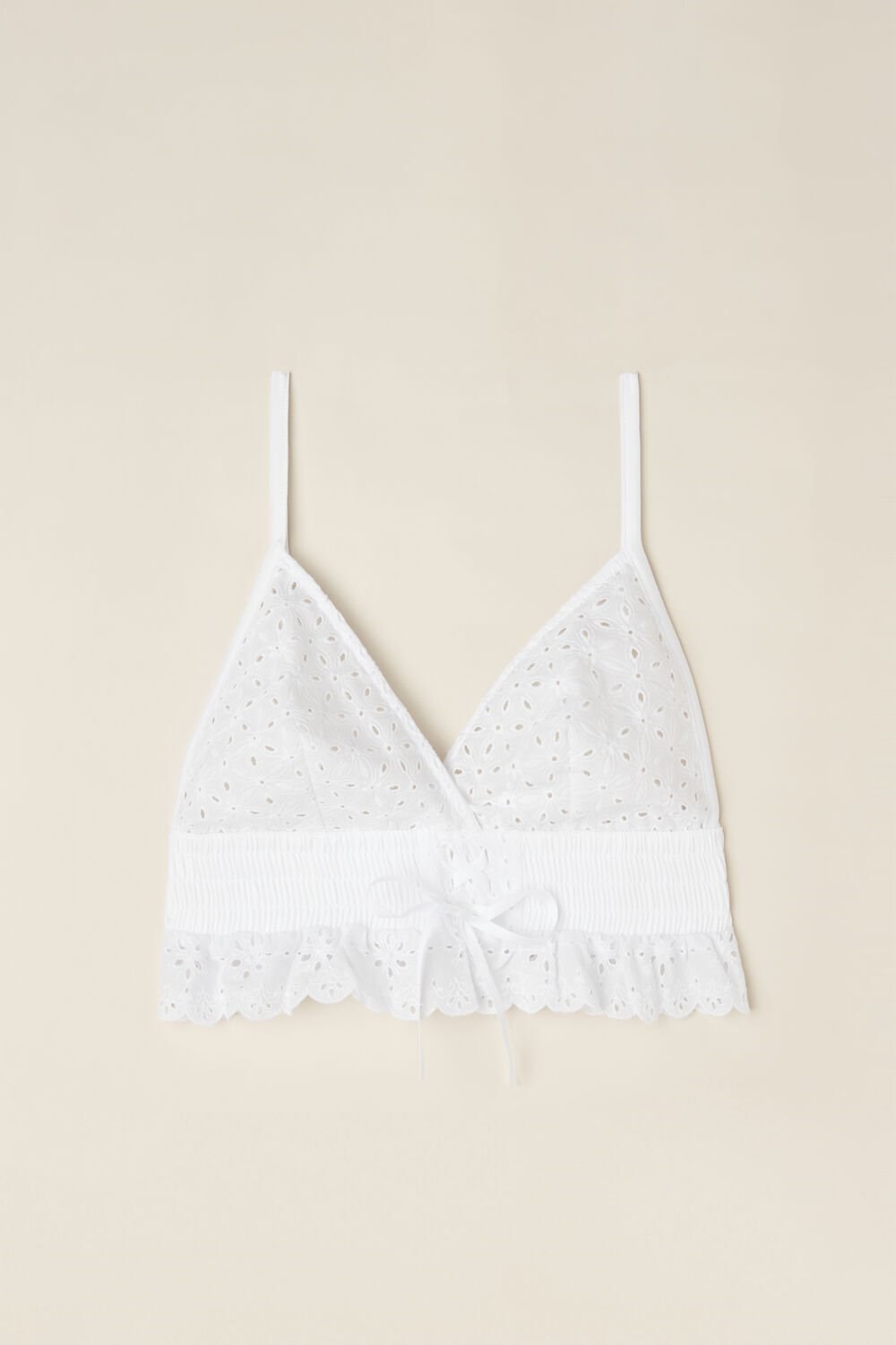 White - 001 - White Intimissimi Hello Sunshine Sangallo Lace Bra Top | VGAFN6380