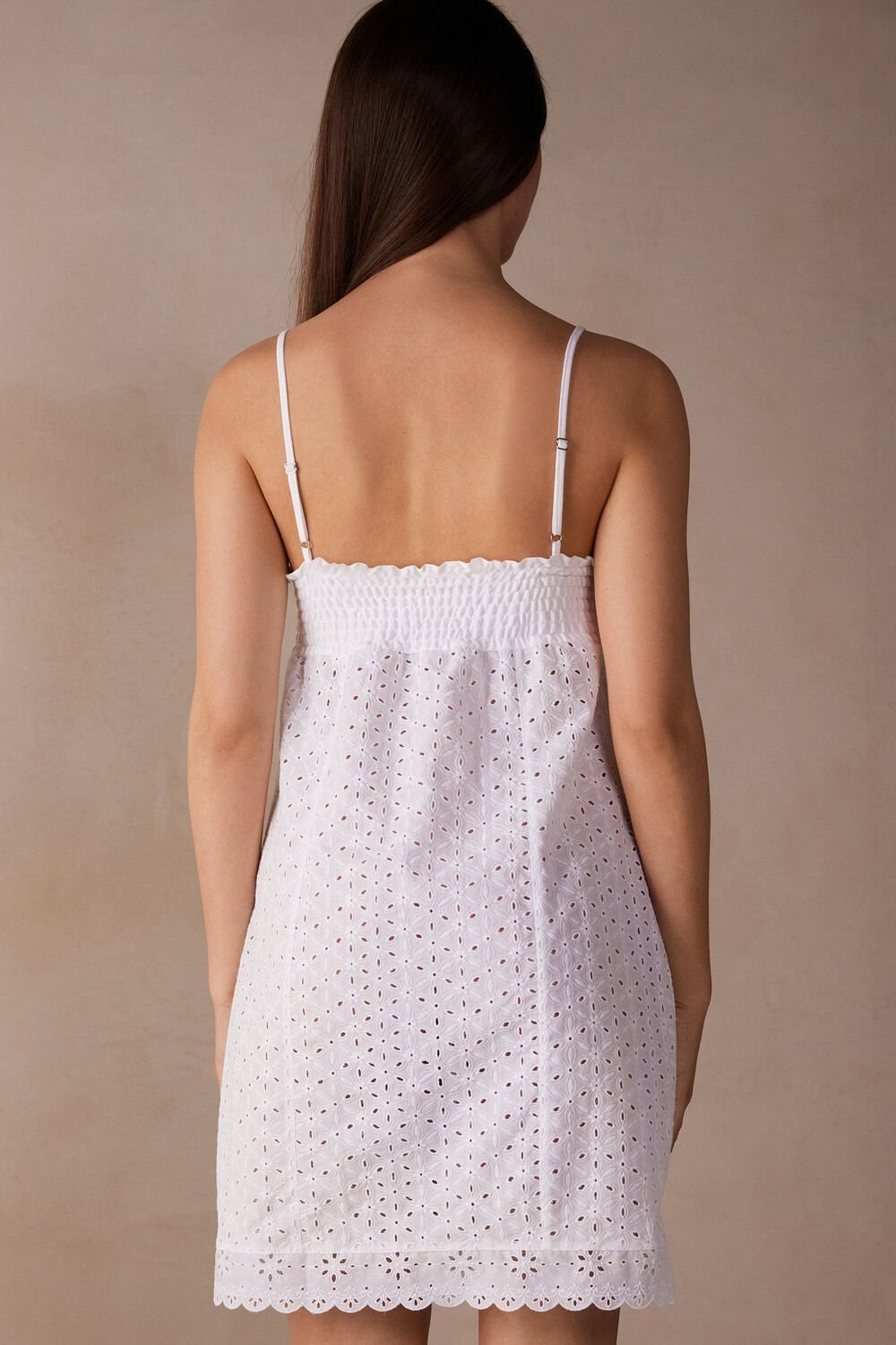 White - 001 - White Intimissimi Hello Sunshine Sangallo Lace Chemise | YOMTP7314