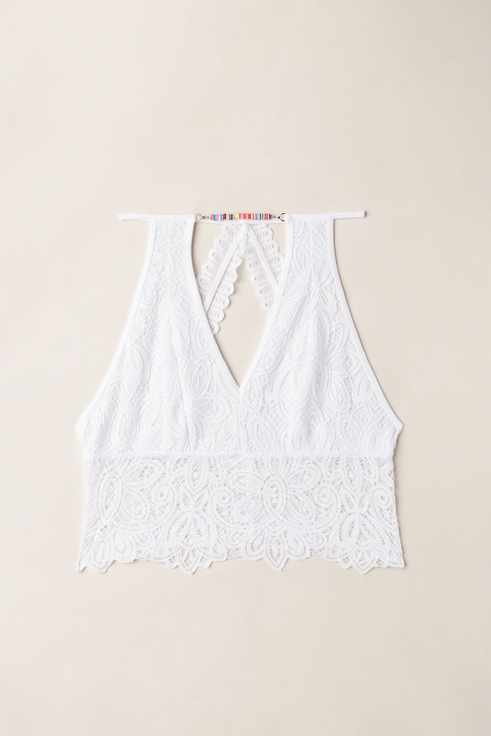 White - 001 - White Intimissimi Hot Summer Days Crop Top in Lace | VFCAX4206