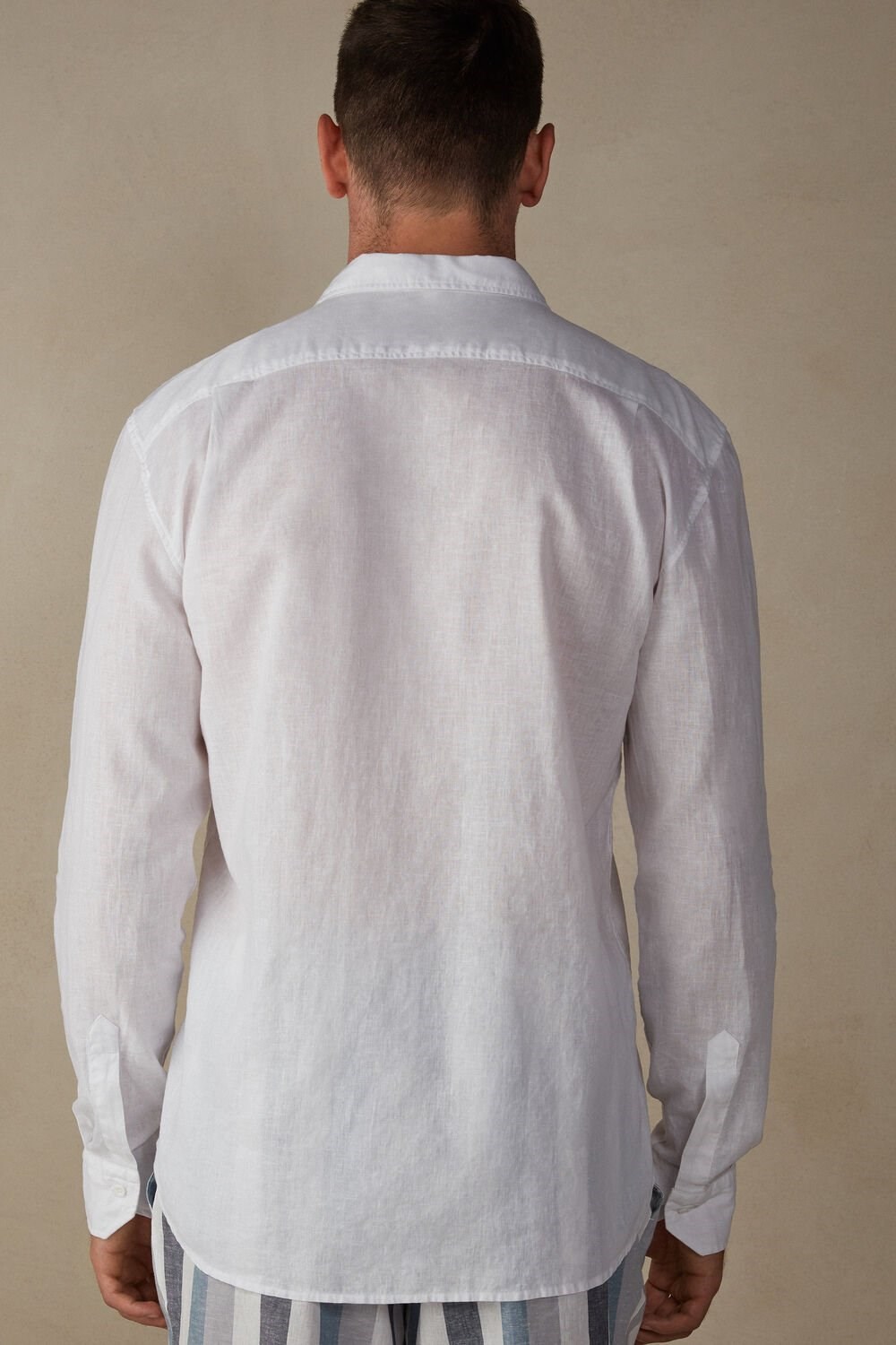 White - 001 - White Intimissimi Linen and Cotton Shirt | ALBOJ7312