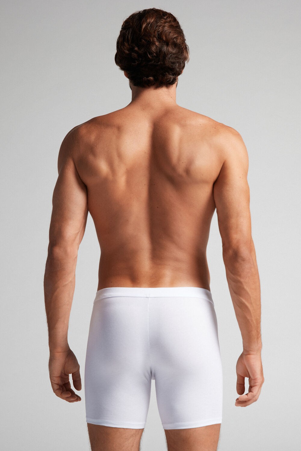 White - 001 - White Intimissimi Long Boxers in Stretch Supima® Cotton | FJHRZ2694