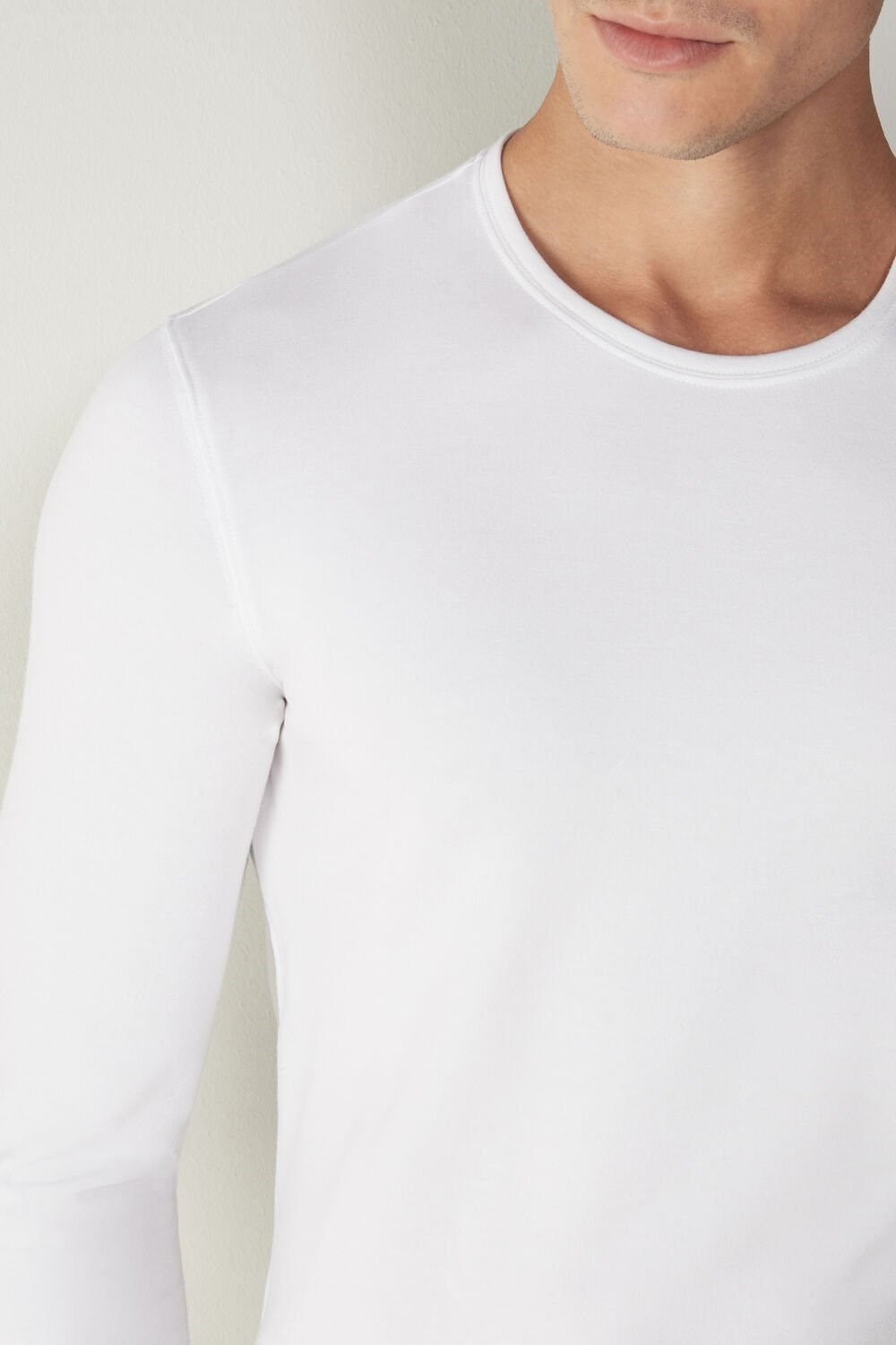 White - 001 - White Intimissimi Long-Sleeve Modal-Cashmere Top | VTAXN4132