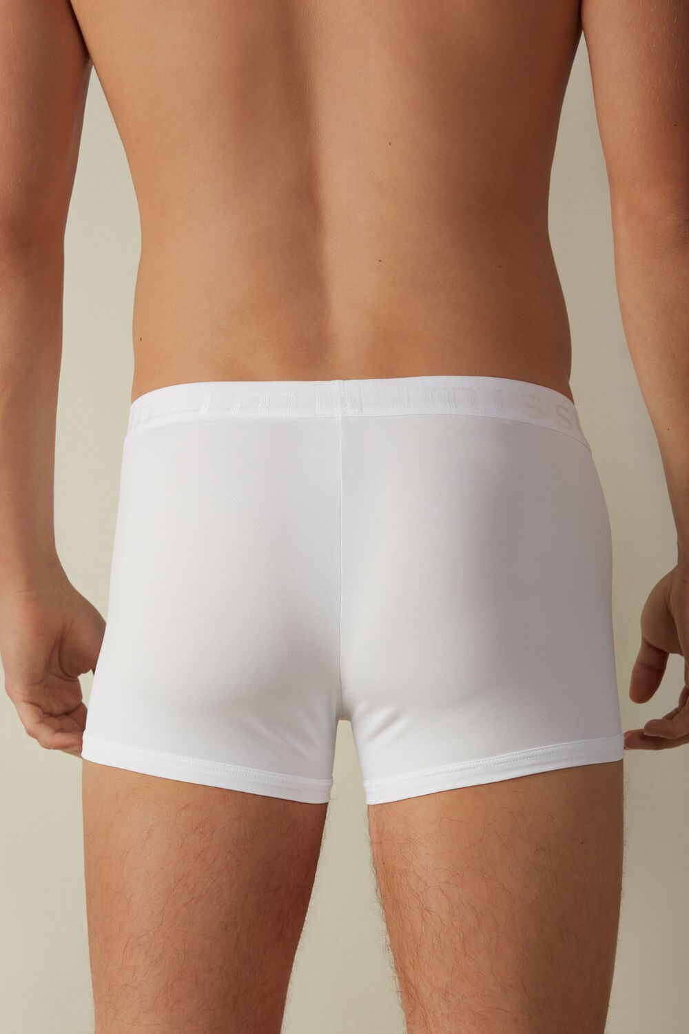 White - 001 - White Intimissimi Microfiber Logo Boxer Shorts | EMQBU0659