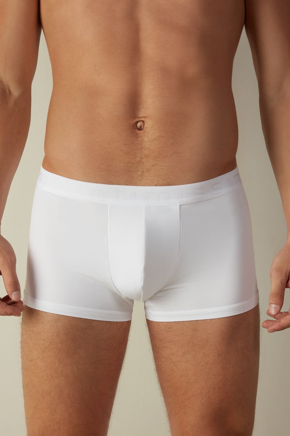 White - 001 - White Intimissimi Microfiber Logo Boxer Shorts | EMQBU0659