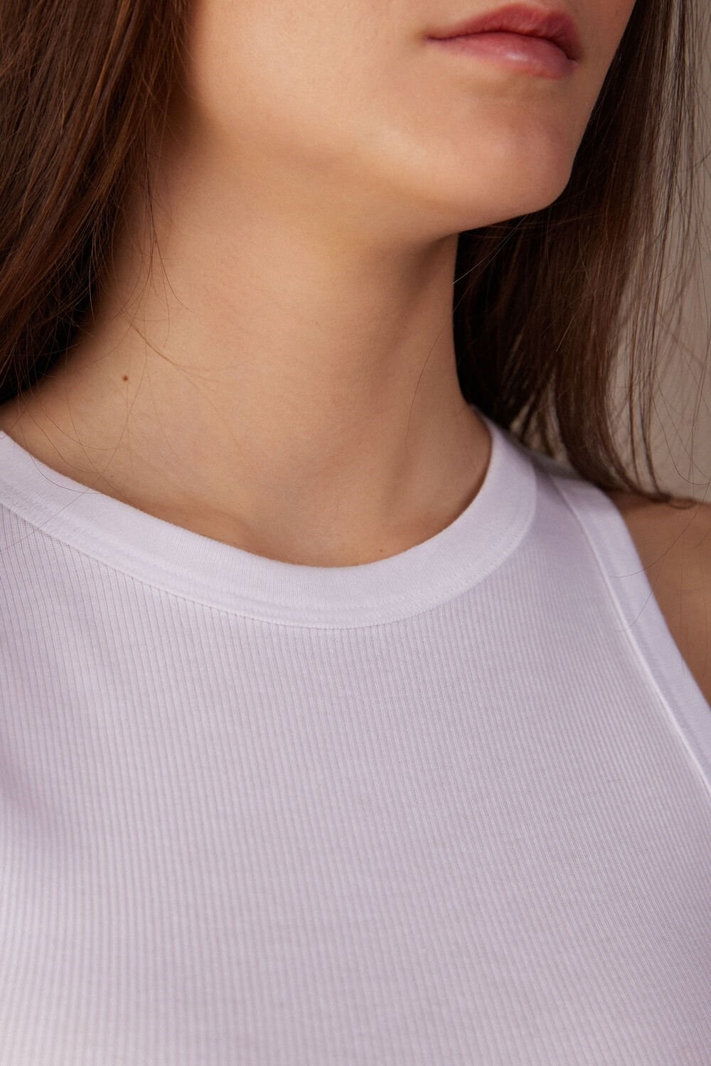 White - 001 - White Intimissimi Ribbed Tank Top in Supima® Cotton | MPASI4798