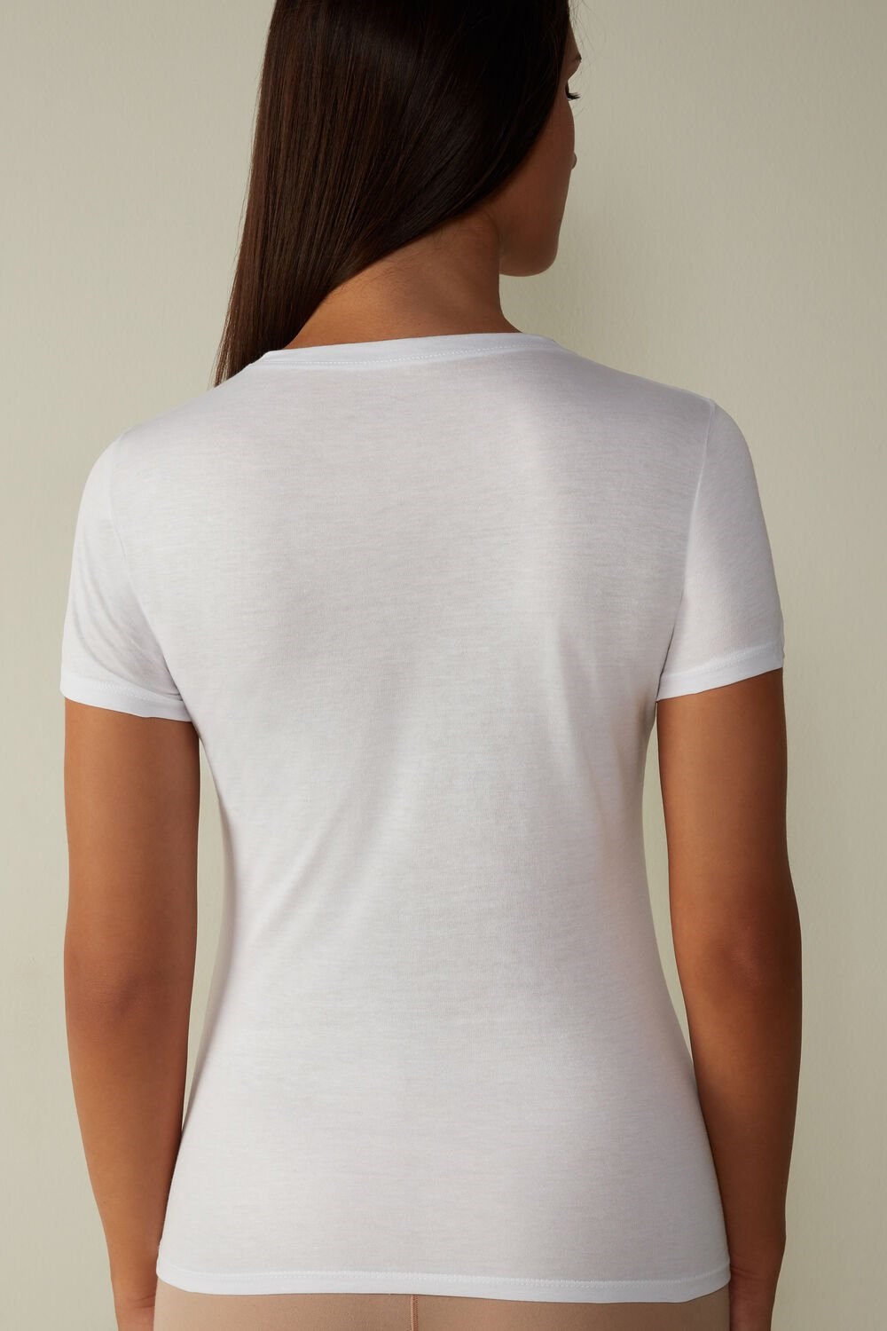 White - 001 - White Intimissimi Short-Sleeve T-shirt in Ultrafresh Supima® Cotton | KGIDQ5372