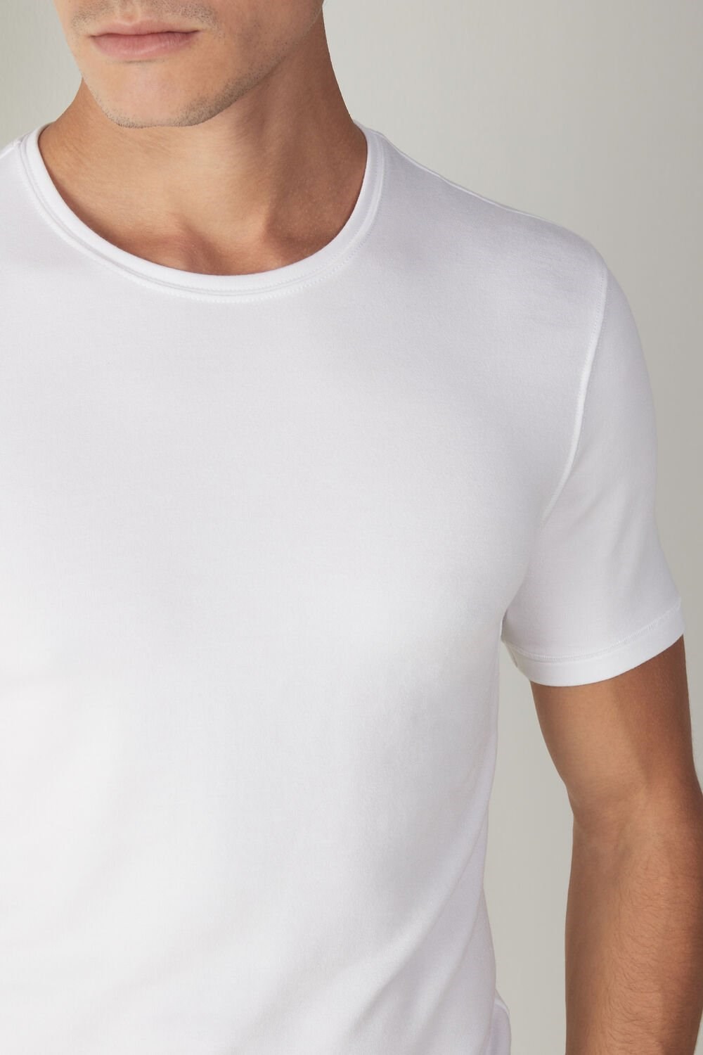 White - 001 - White Intimissimi Short-Sleeve Modal-Cashmere Top | LJQMH3218