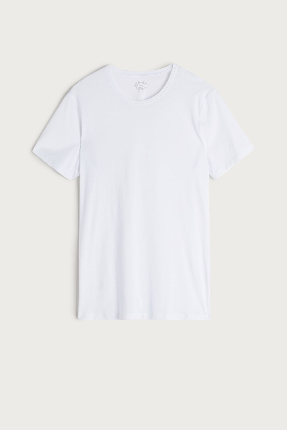 White - 001 - White Intimissimi Short-Sleeve Crew-Neck T-Shirt in Extra-Fine Supima® Cotton | OFBQK1082