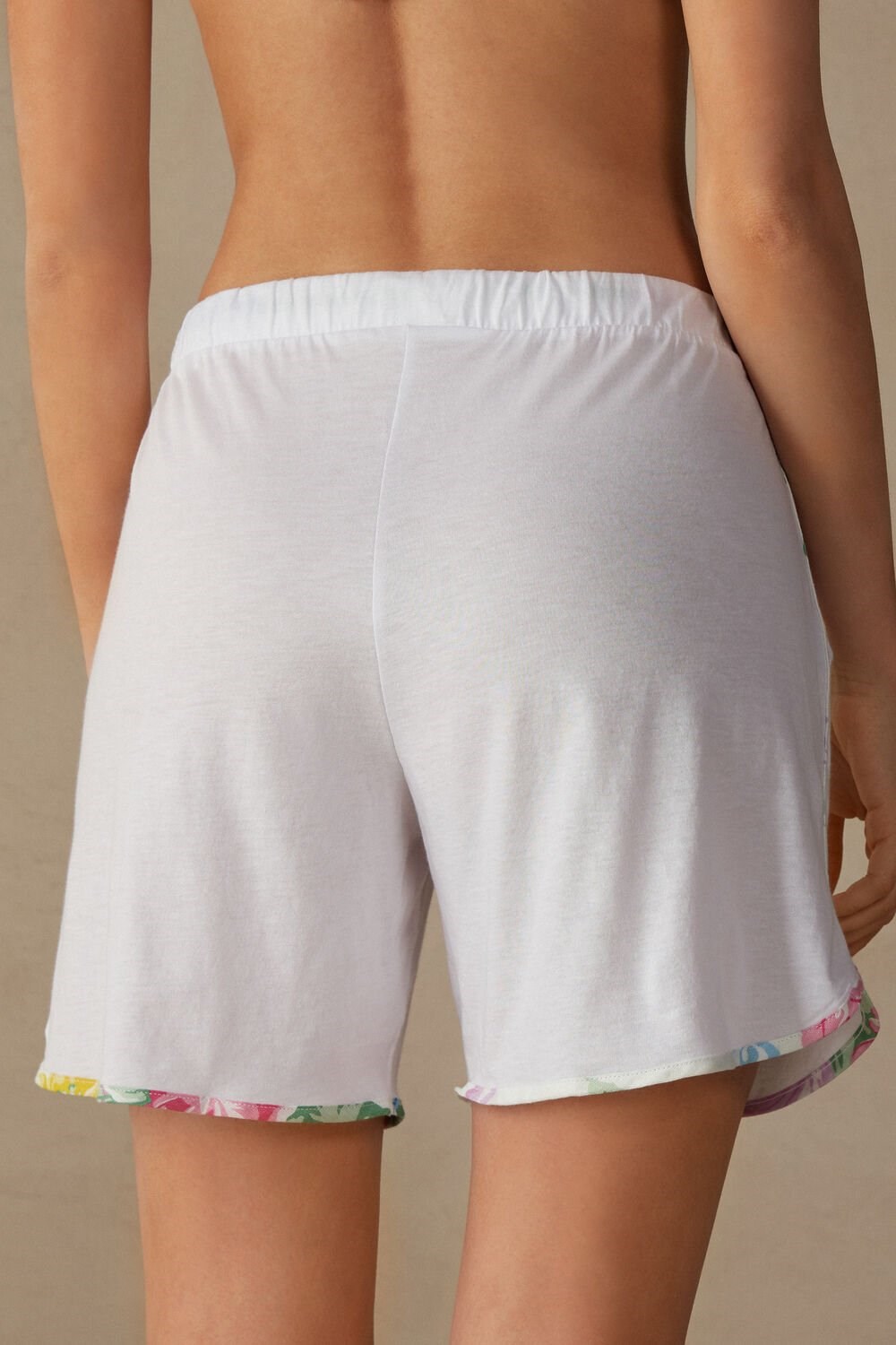 White - 001 - White Intimissimi Summer Garden Shorts in Supima® Ultrafresh Cotton | DVKGJ2683