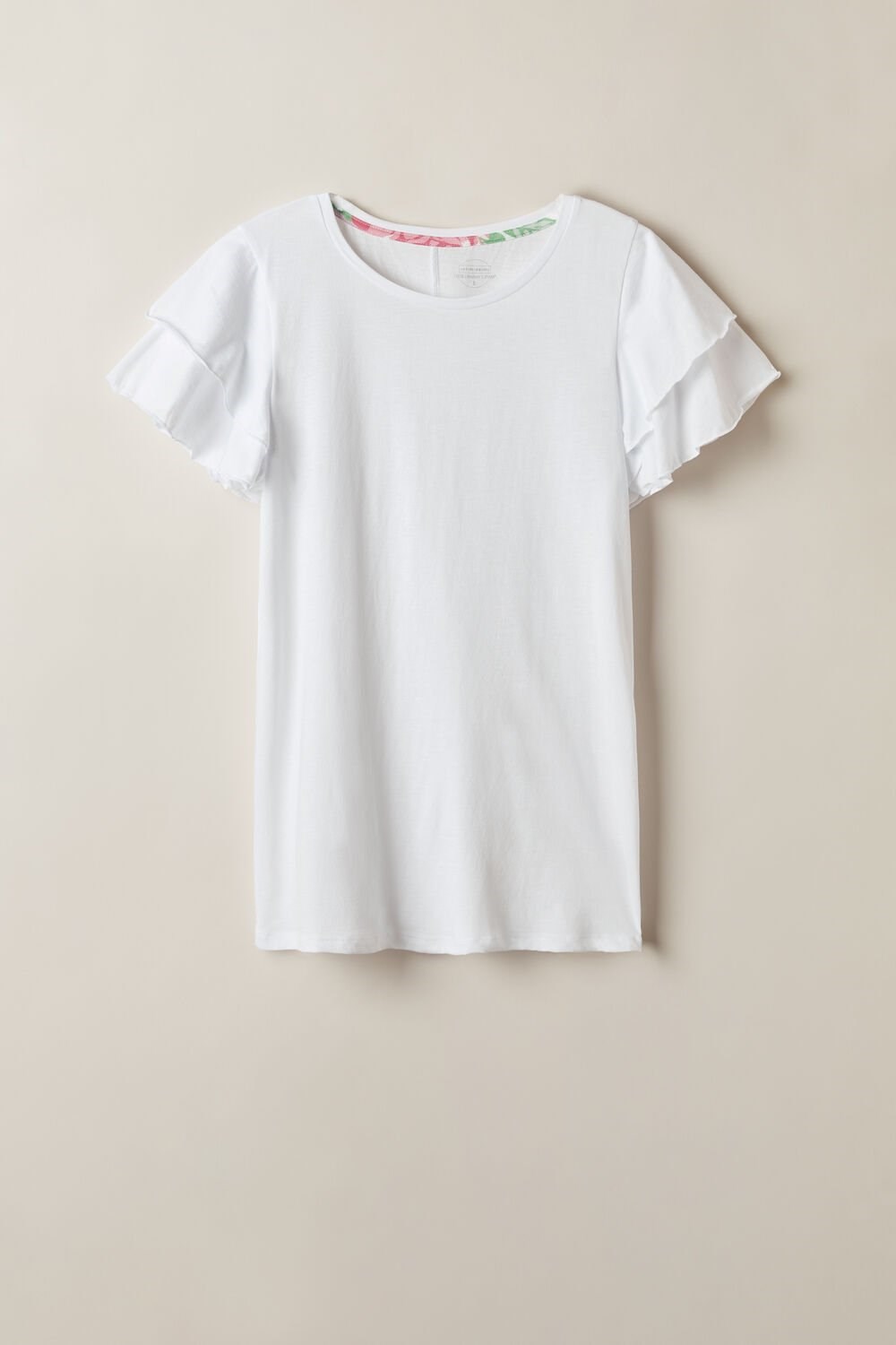 White - 001 - White Intimissimi Summer Garden Short Sleeve Top in Supima® Ultrafresh Cotton | SQBKE3450