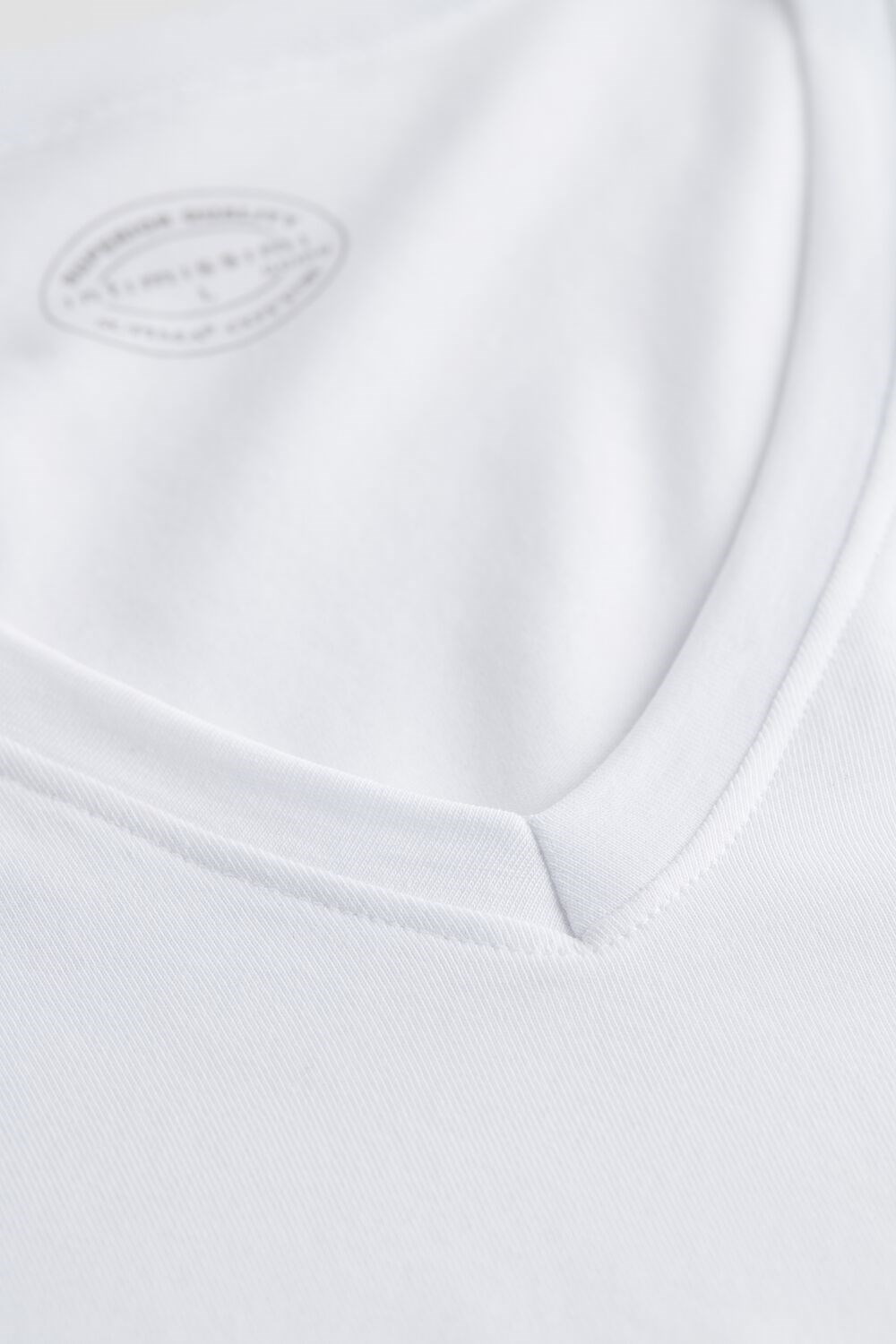 White - 001 - White Intimissimi V-neck T-shirt in Stretch Supima® Cotton | YPJVR9278