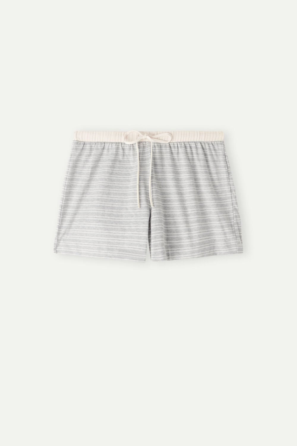 White - 224j - Heather Gray / Vanilla Beige Stripe Intimissimi Casual Sunday Shorts | VSCOQ8371