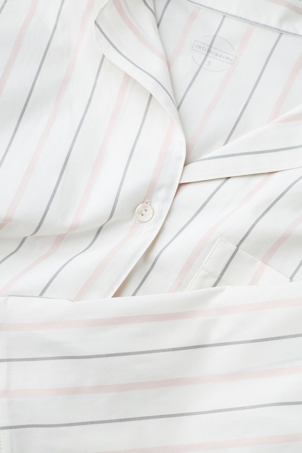 White - 225j - Ecru Beige / Pink Stripe Intimissimi Soft Spring Long Sleeve Button-Up Shirt | MTLBP7934