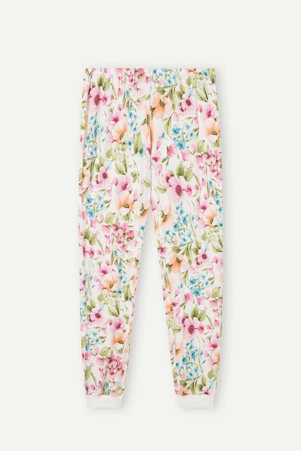 White - 229j - Small Botanical Lyrics Print Intimissimi Botanical Lyrics Full Length Modal Pants | HJUWN8913