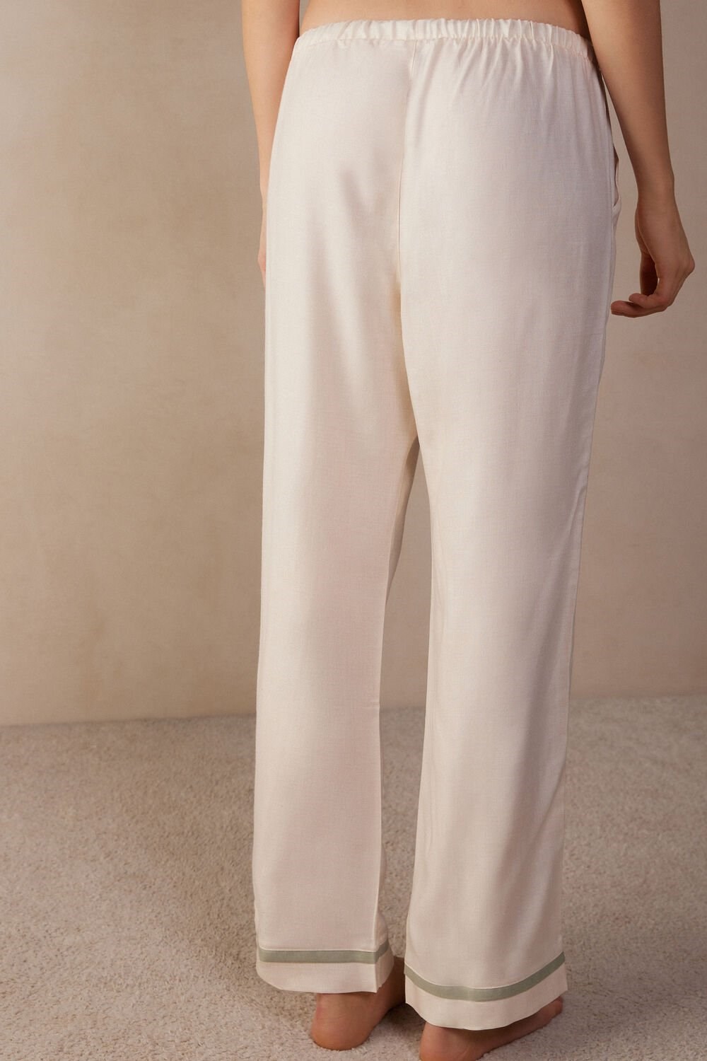 White - 230j - Heather Vanilla Ivory Intimissimi Lost in Fields Full Length Pants in Plain-weave Modal | JFZYE1347