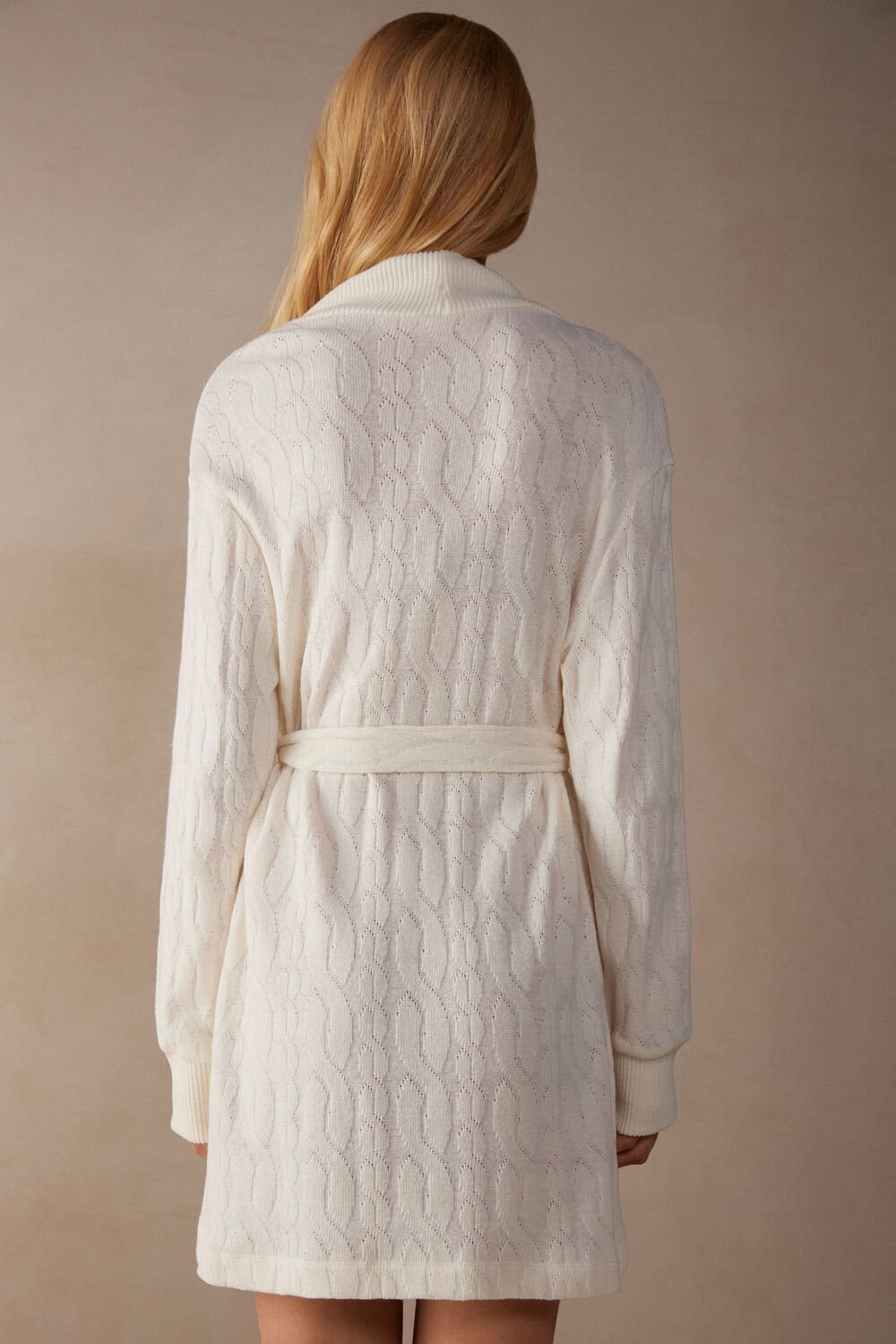 White - 232j - Talc White Intimissimi Lost in Fields Braided Robe | HNGSY1649