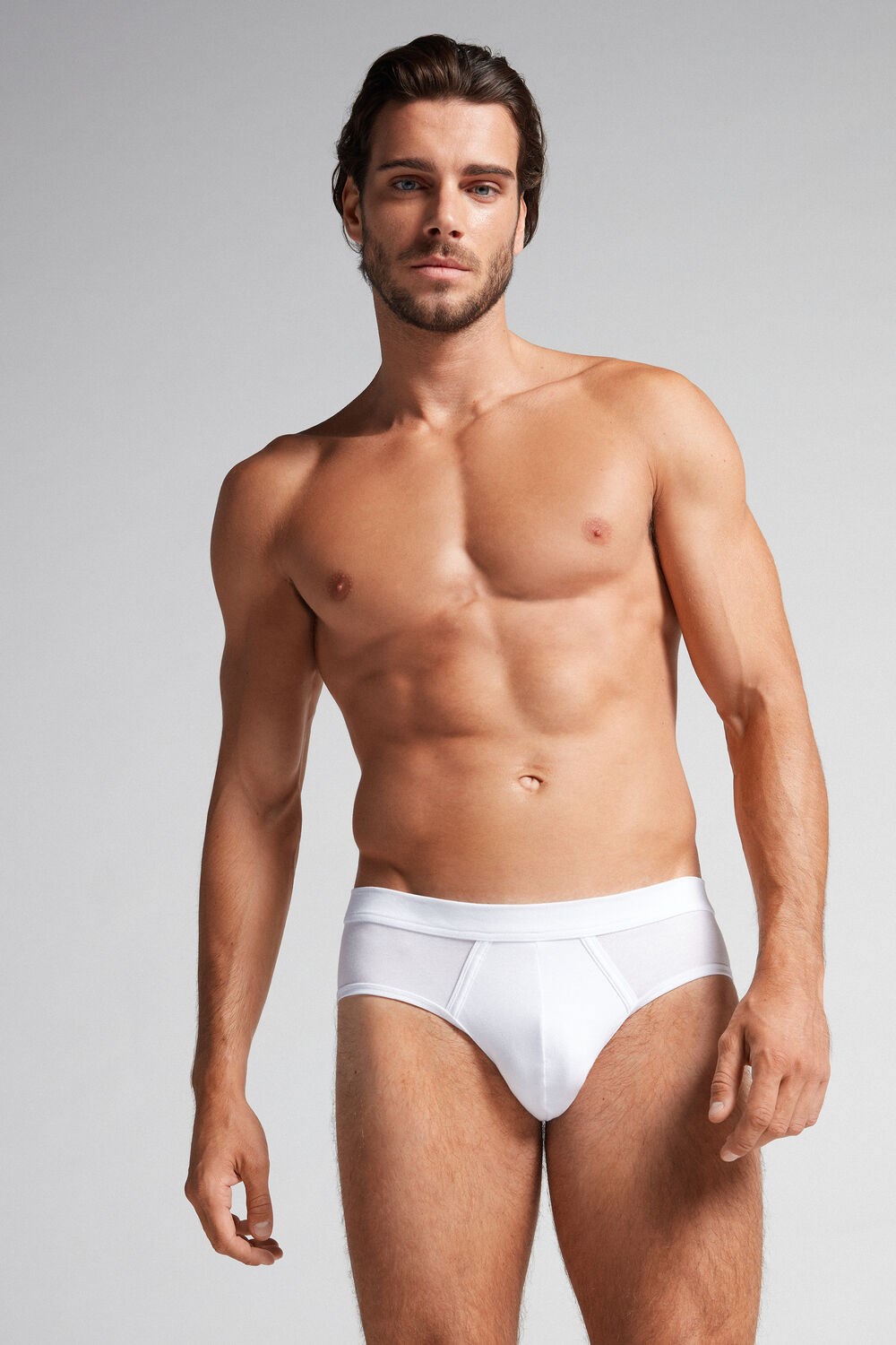 White - 6986 - White / Blue Intimissimi Natural Fresh Supima® Cotton Briefs | CFDTP7523