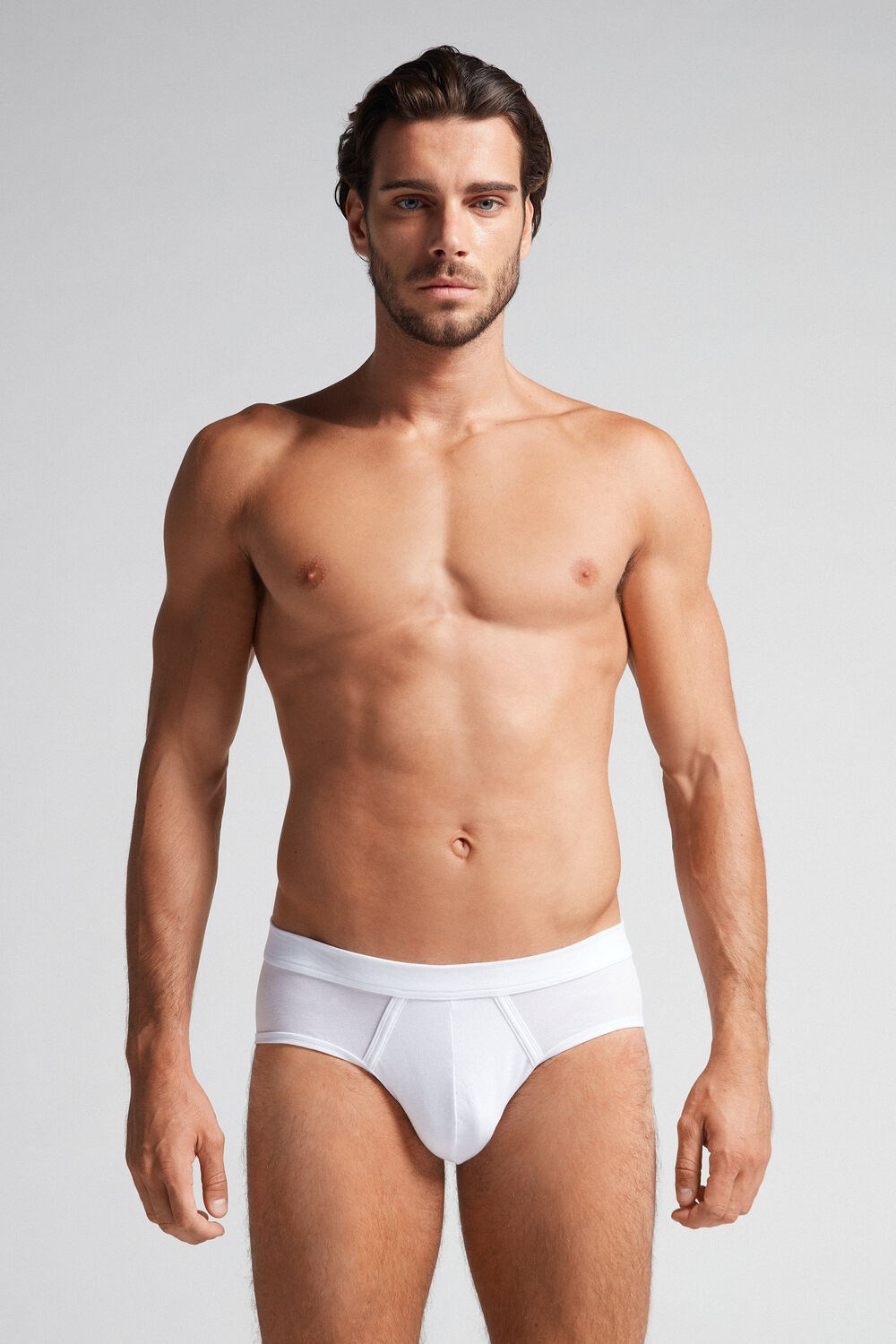 White - 6986 - White / Blue Intimissimi Natural Fresh Supima® Cotton Briefs | CFDTP7523