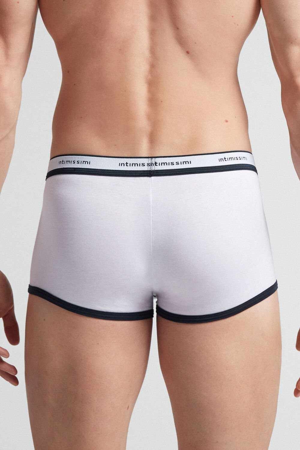 White - 6986 - White / Blue Intimissimi Natural Fresh Supima® Cotton Boxers with Logo | LOMDC1650