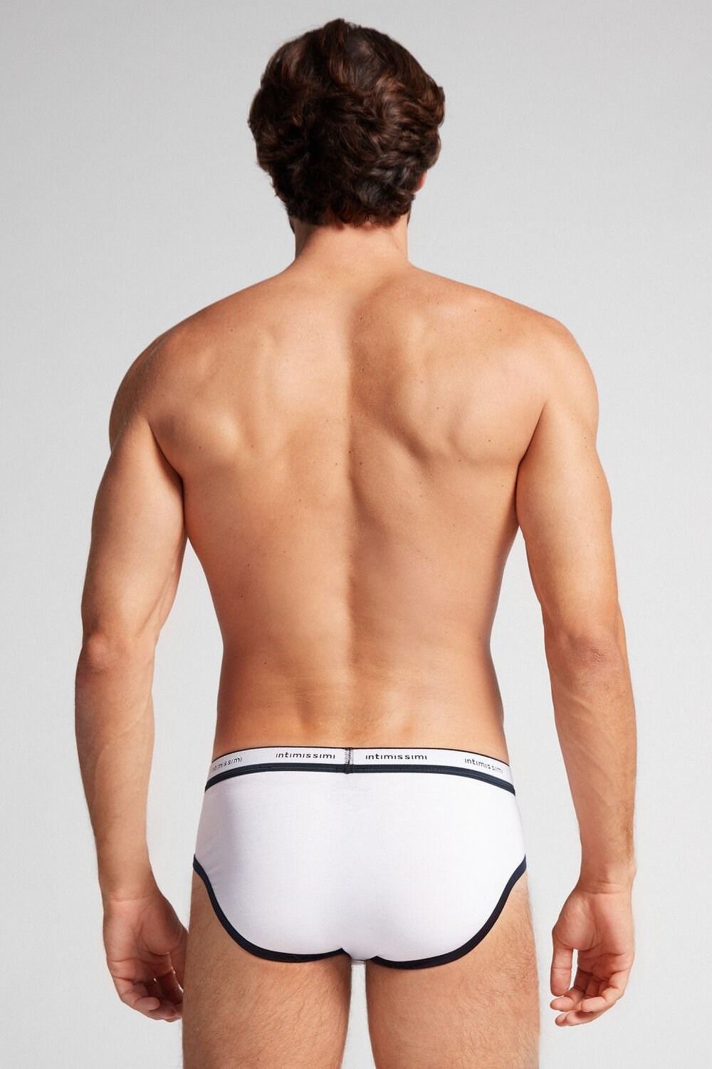 White - 6986 - White / Blue Intimissimi Natural Fresh Supima® Cotton Briefs with Logo | PJGLT5619